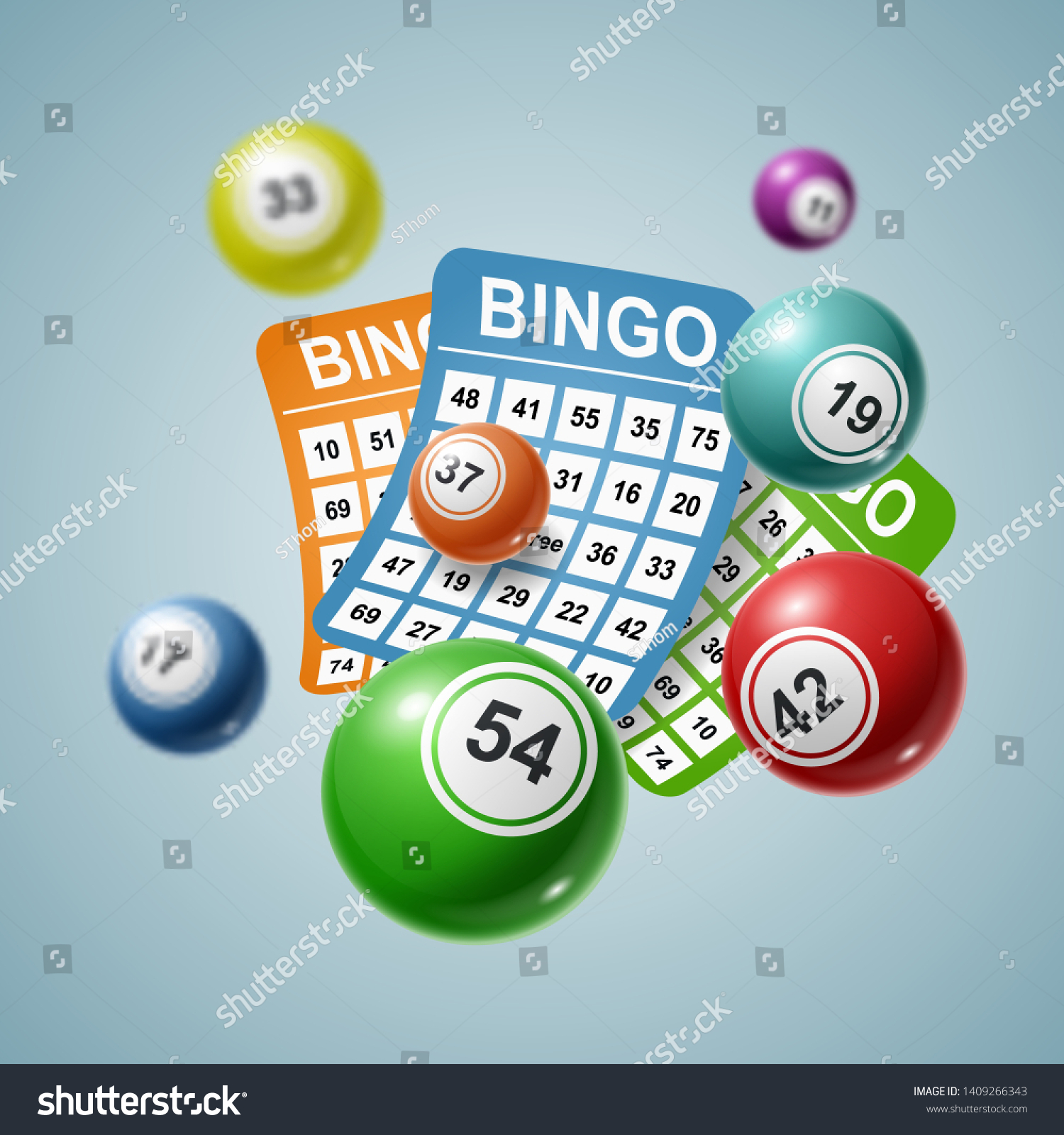 Bingo Ball Tickets Background Stock Illustration 1409266343 | Shutterstock