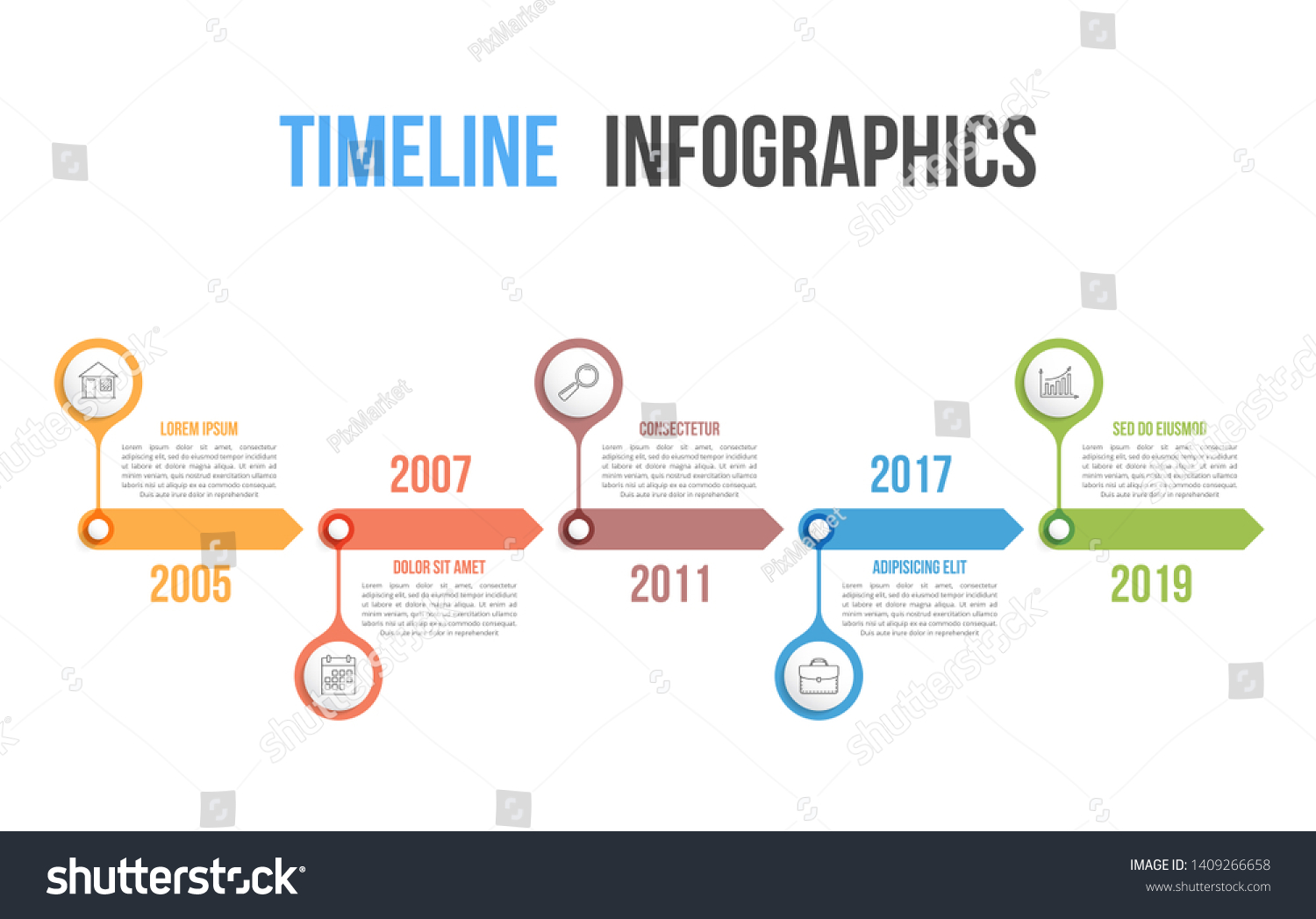 Timeline Icons 5 Elements Infographic Template Stock Vector (Royalty ...