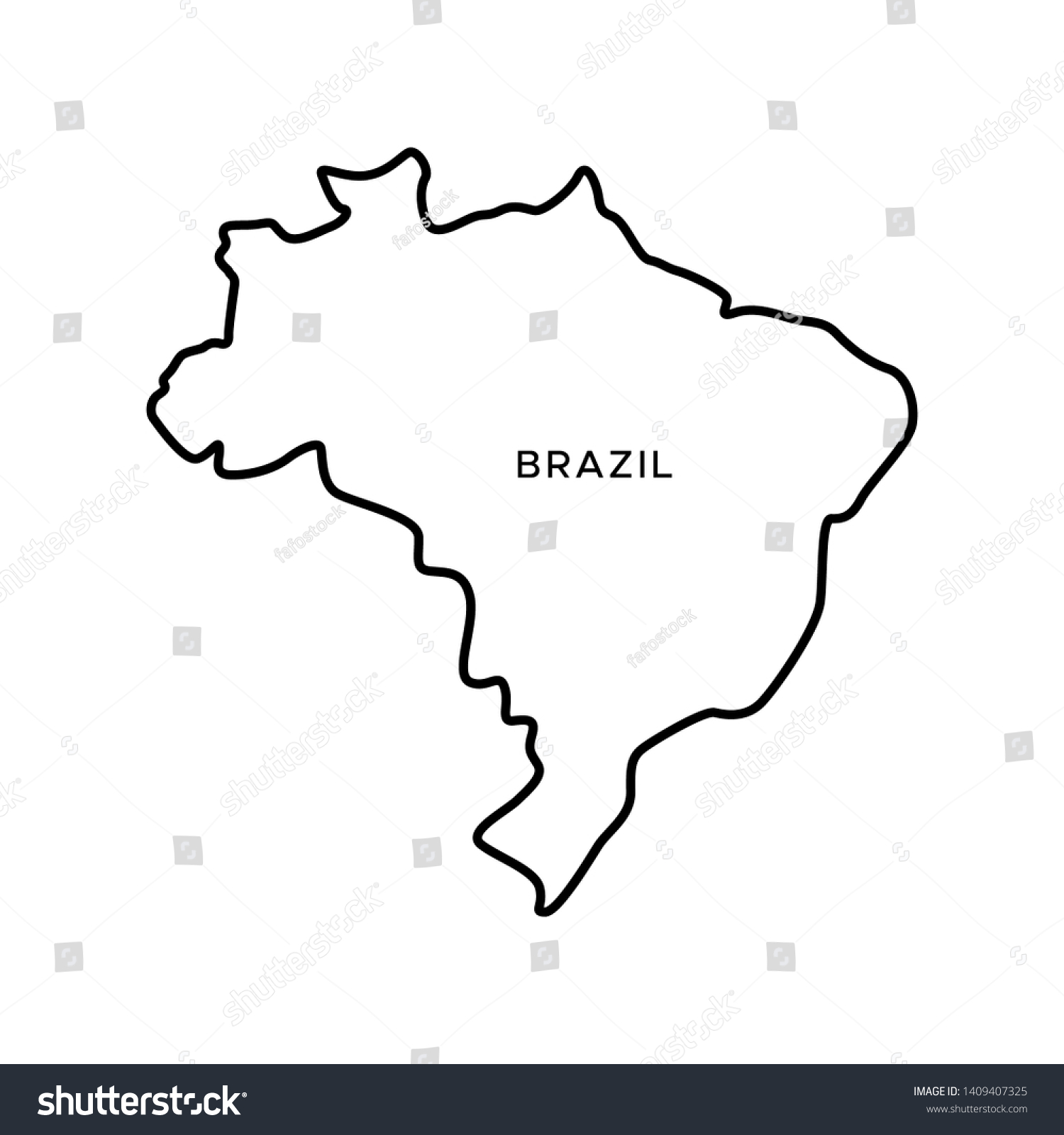 Outline Map Brazil Vector Design Template Stock Vector Royalty Free   Stock Vector Outline Map Of Brazil Vector Design Template Editable Stroke 1409407325 