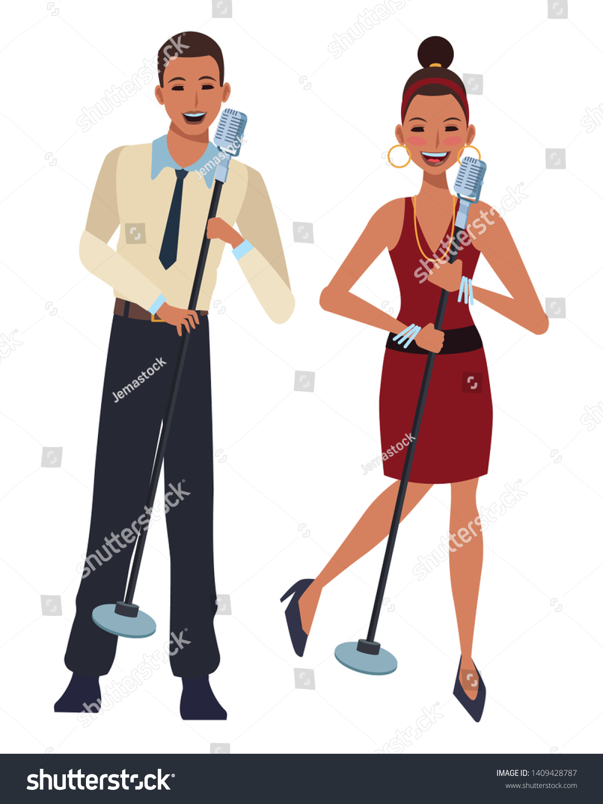 Singers Microphone Avatar Cartoon Character Vector Stock Vector ...