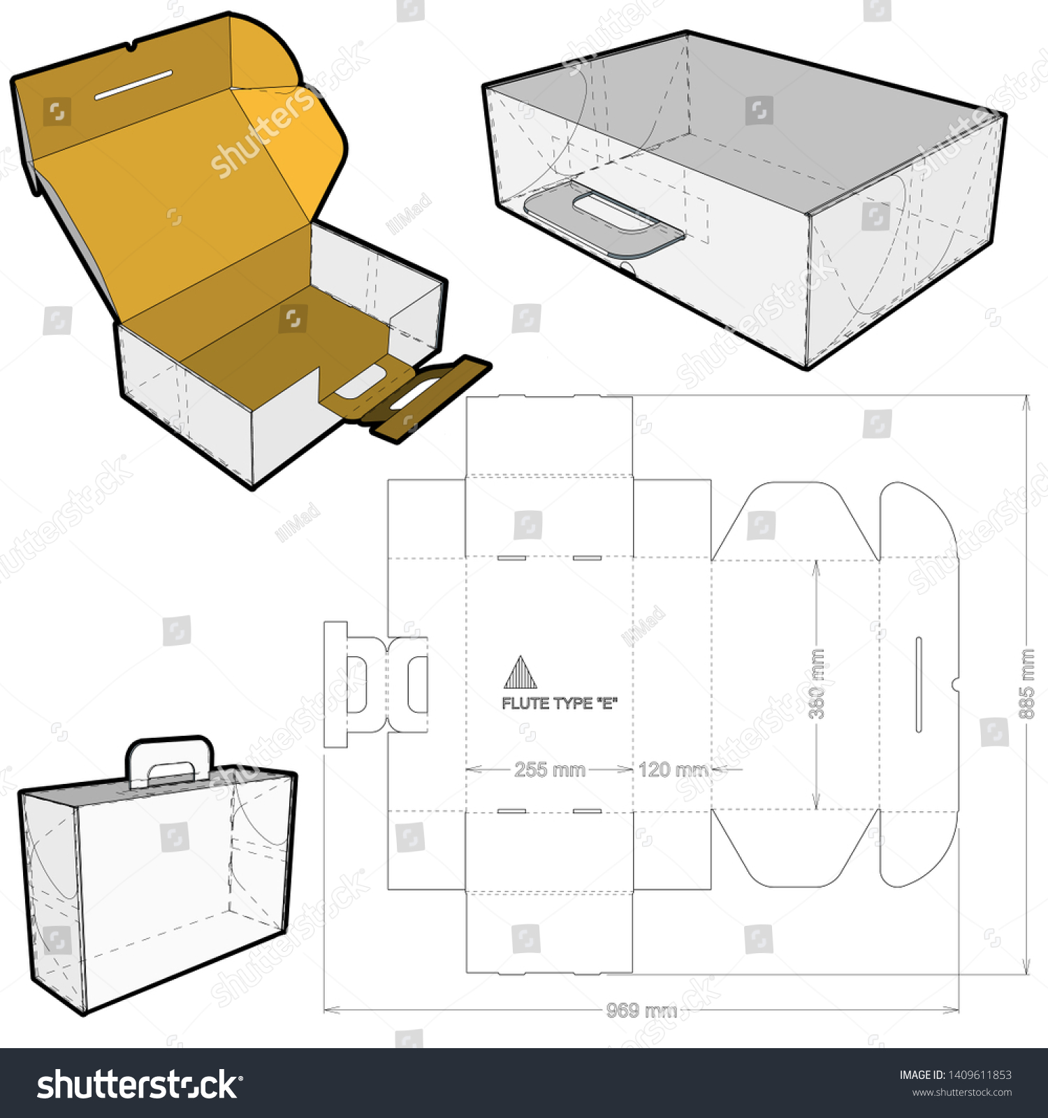 Folding Box Handle Internal Measurement 38 Stock Vector (Royalty Free ...