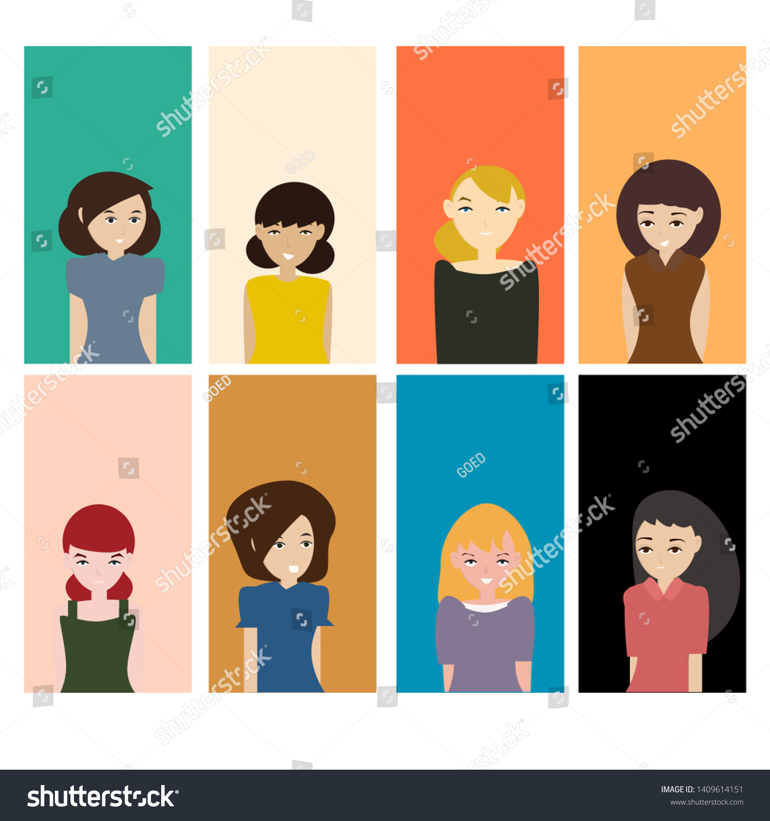 Set Cute Girls Different Hairstyles Color Stock Vector Royalty Free 1409614151 Shutterstock 