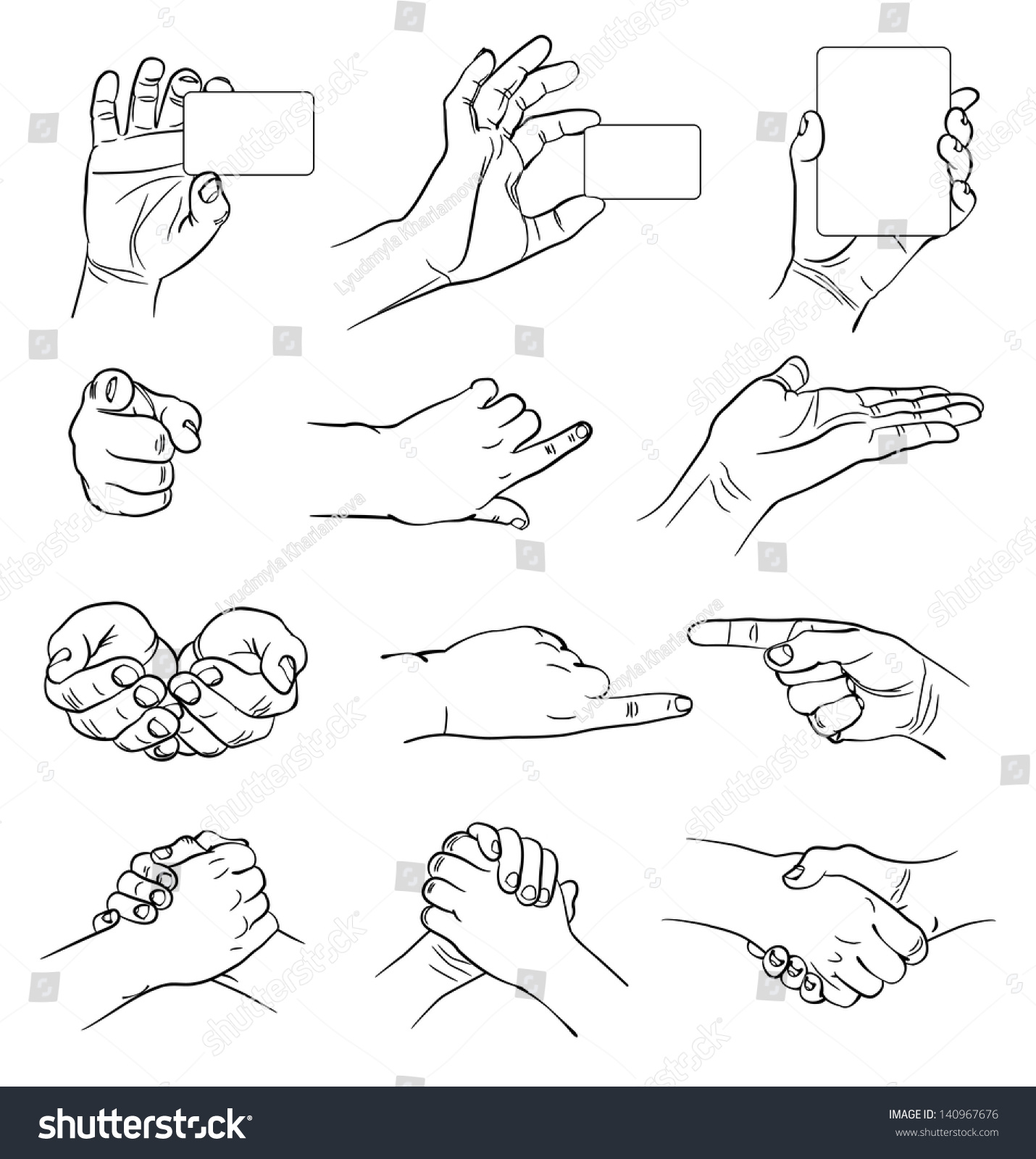 Hands Different Interpretations Vector Illustration Isolated Stock ...