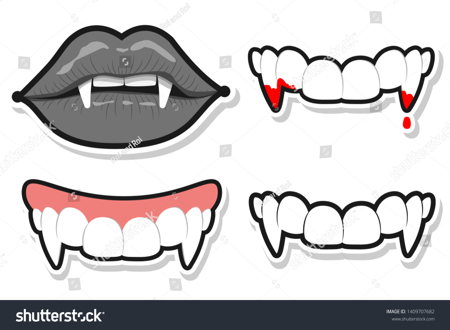 Vampire Teeth Lips Halloween Vector Cartoon Stock Vector (Royalty Free ...