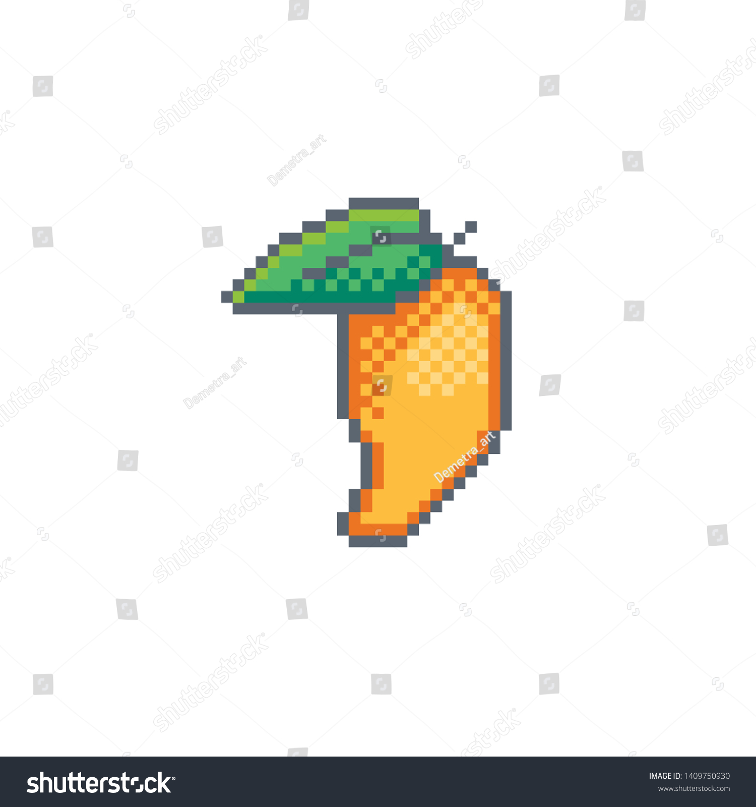 Pixel Art Mango Icon Vector Design Stock Vector (Royalty Free