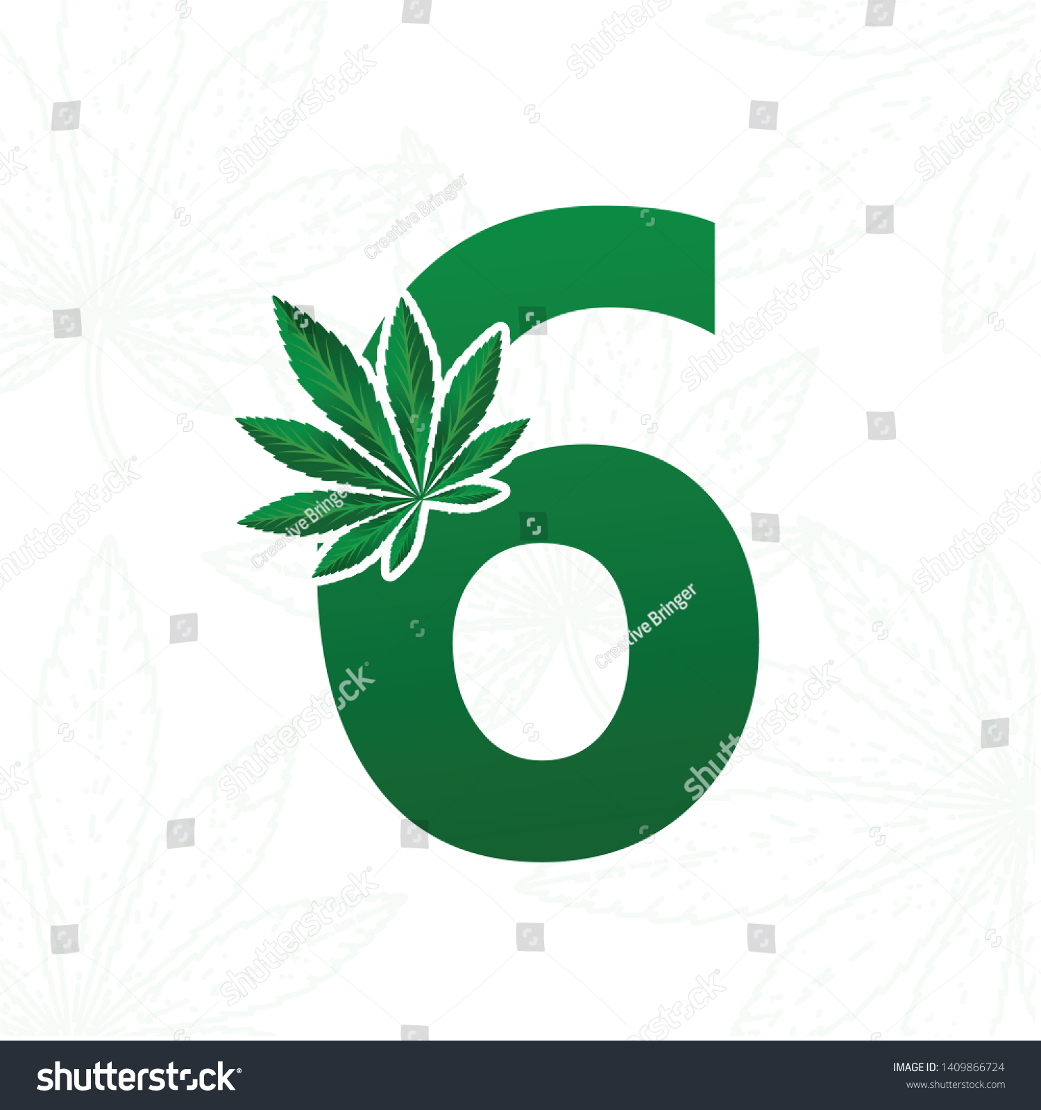 Letter Cannabis Leaf Logo Design Stock Vector (Royalty Free) 1409866724 ...