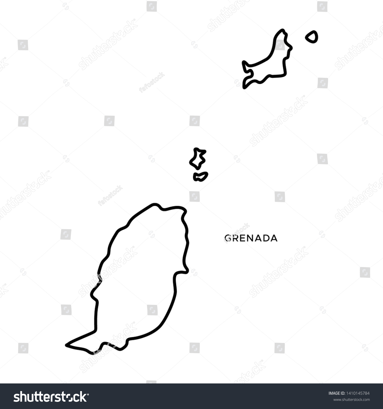 Outline Map Grenada Vector Design Template Stock Vector Royalty Free   Stock Vector Outline Map Of Grenada Vector Design Template Editable Stroke 1410145784 