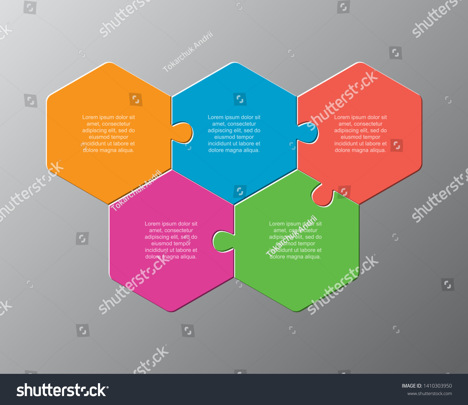 Five Pieces Puzzle Hexagonal Diagram Hexagon Stock Vector (royalty Free 