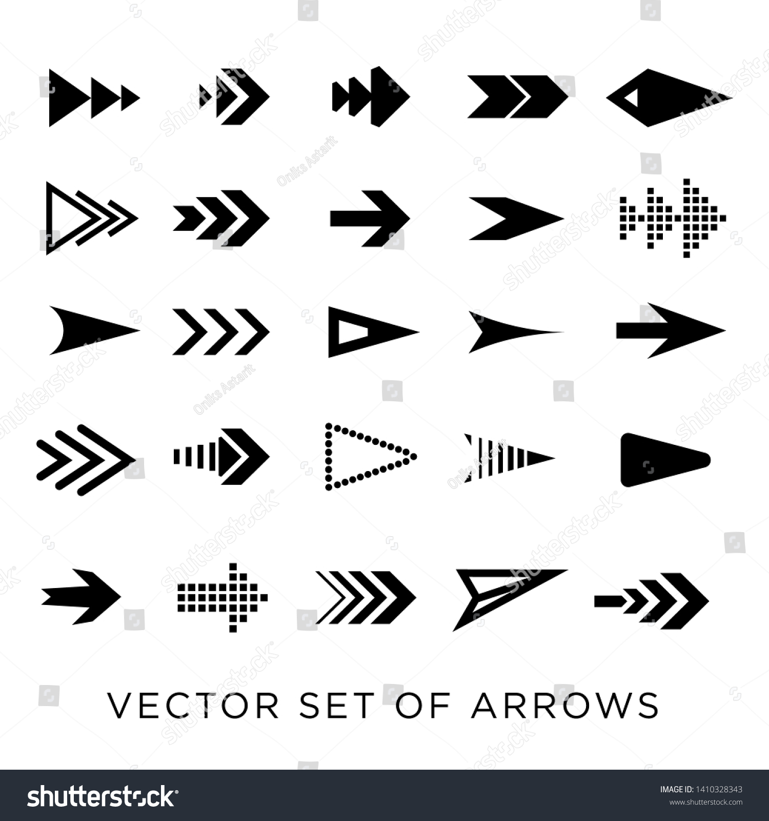 Set Vector Arrows Black Template Interface Stock Vector (Royalty Free ...