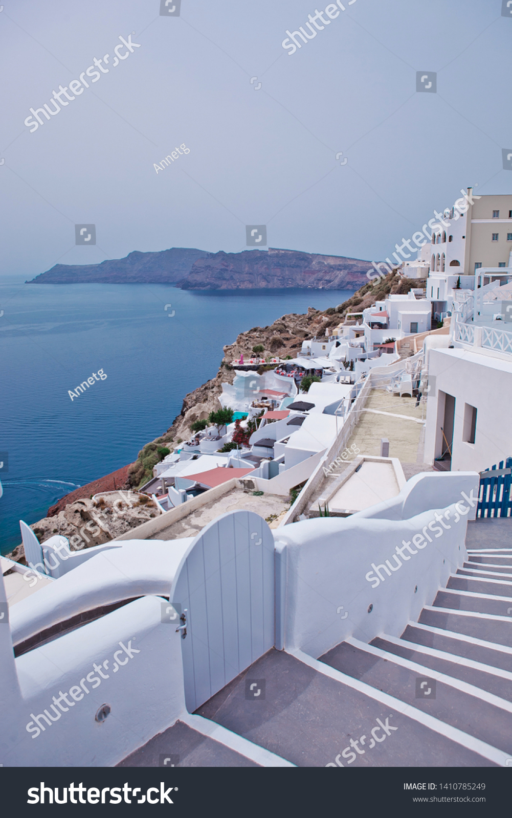 Santorini Ioa Greece Landscapes Sea Blue Stock Photo 1410785249 ...