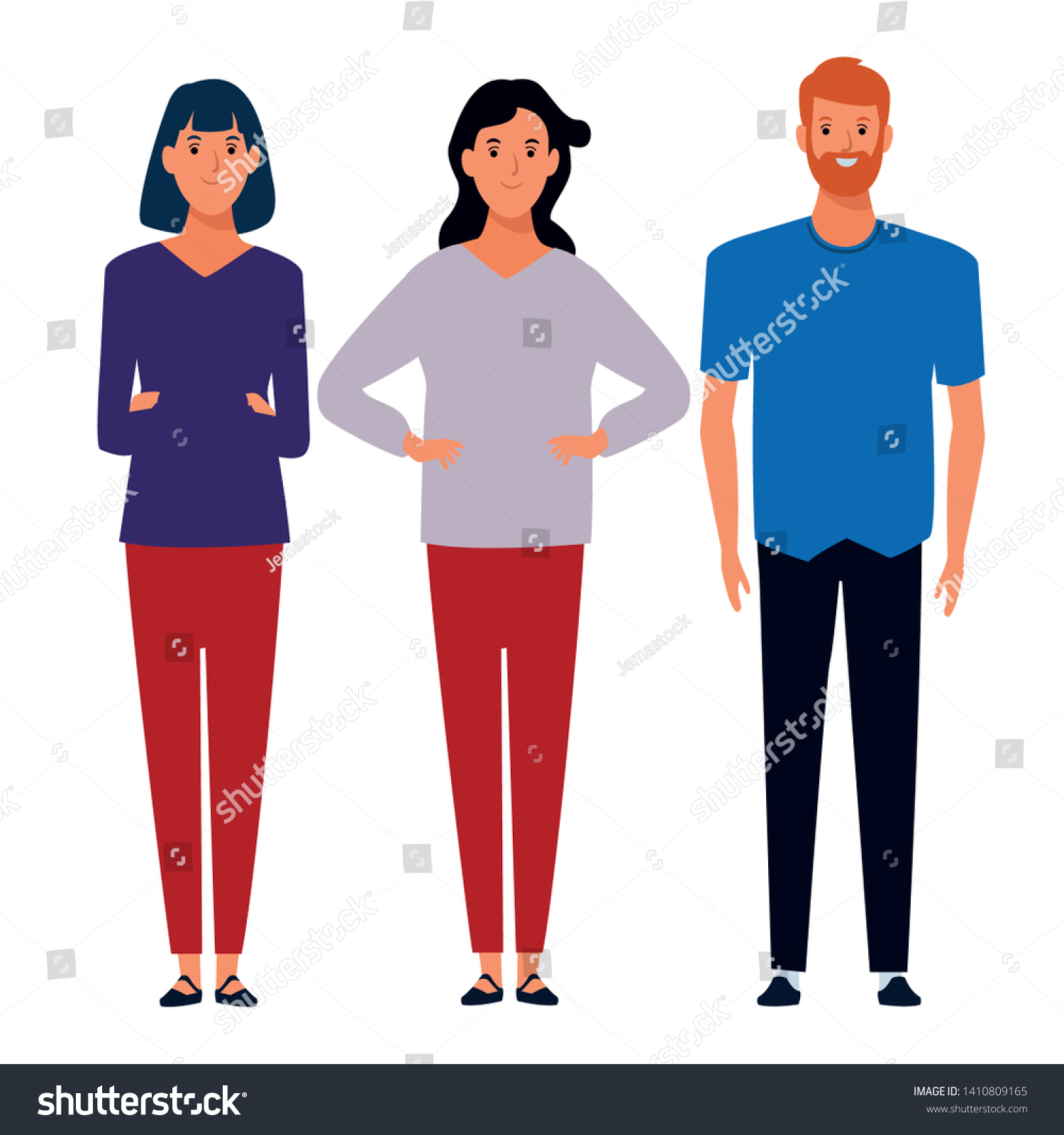 Group Friends Avatar Cartoon Character Fashion Stock Vector (Royalty ...