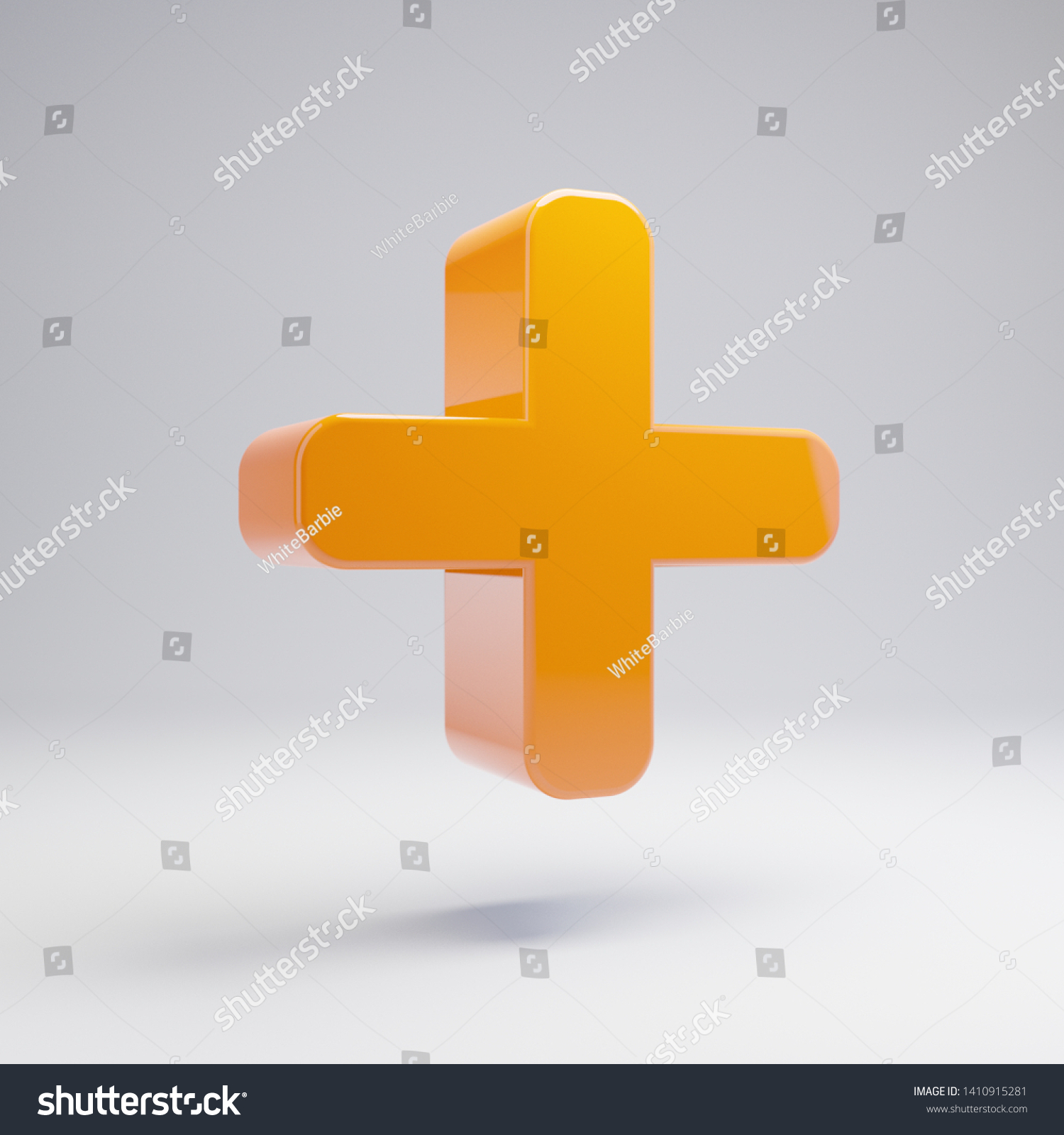 Volumetric Glossy Hot Orange Plus Icon Stock Illustration 1410915281 ...