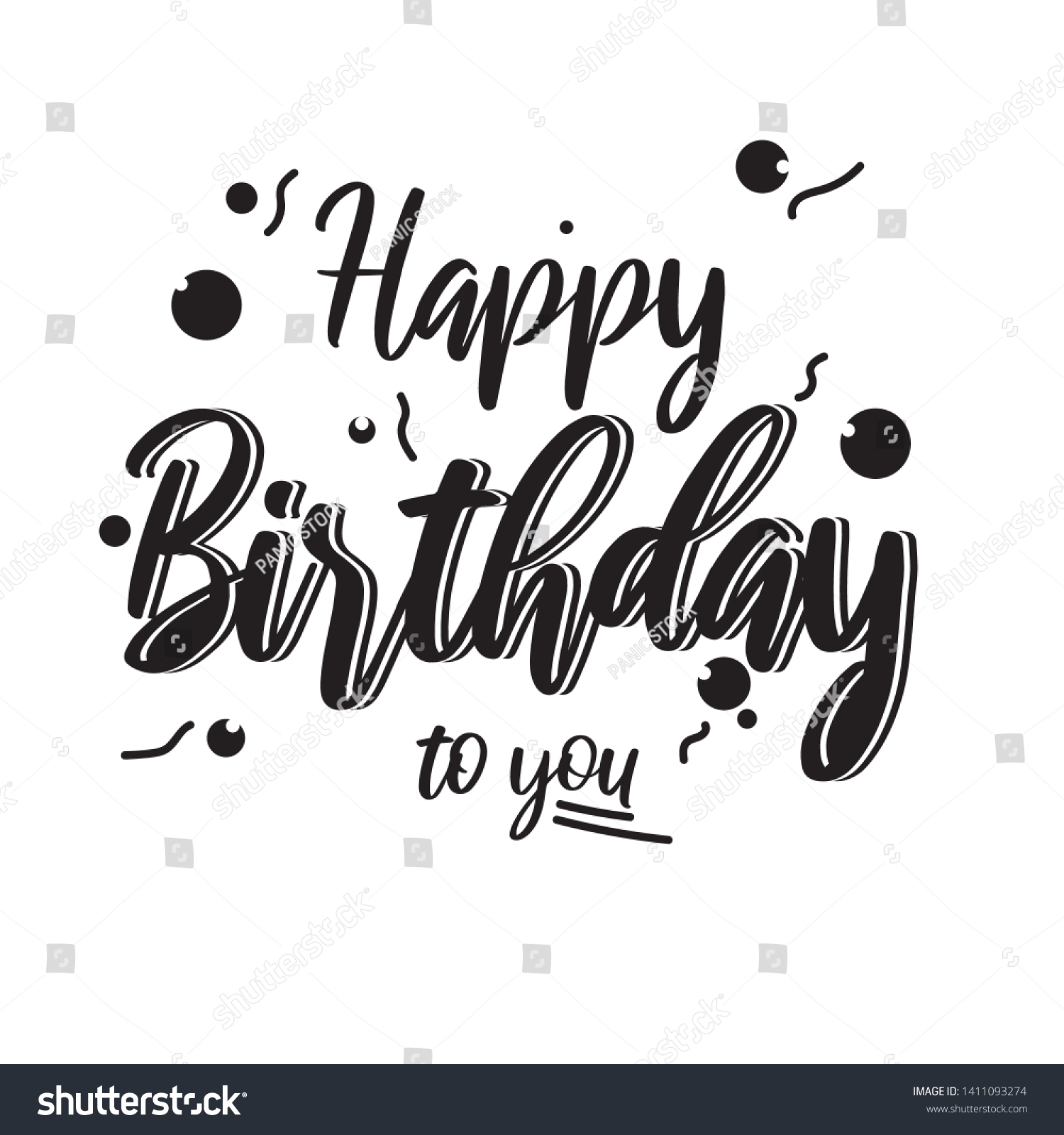 Happy Birthday Lettering Text Banner Black Stock Vector (Royalty Free ...