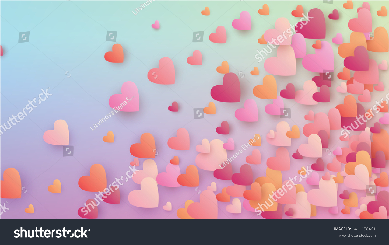 Love Background Poster Template Heart Confetti Stock Vector (Royalty ...