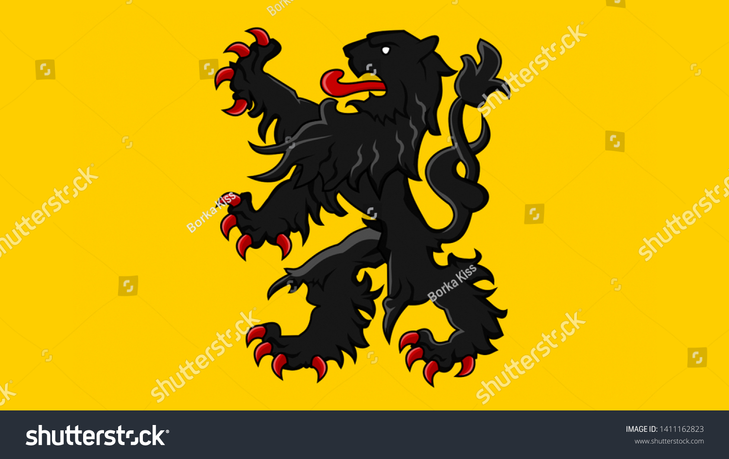 Flemish Region Flag Belgium Waving Flag Stock Illustration 1411162823 ...