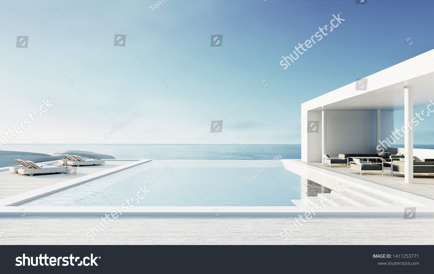 Beach Lounge Outdoor Pool Luxury Interior Stock Illustration 1411253771 ...