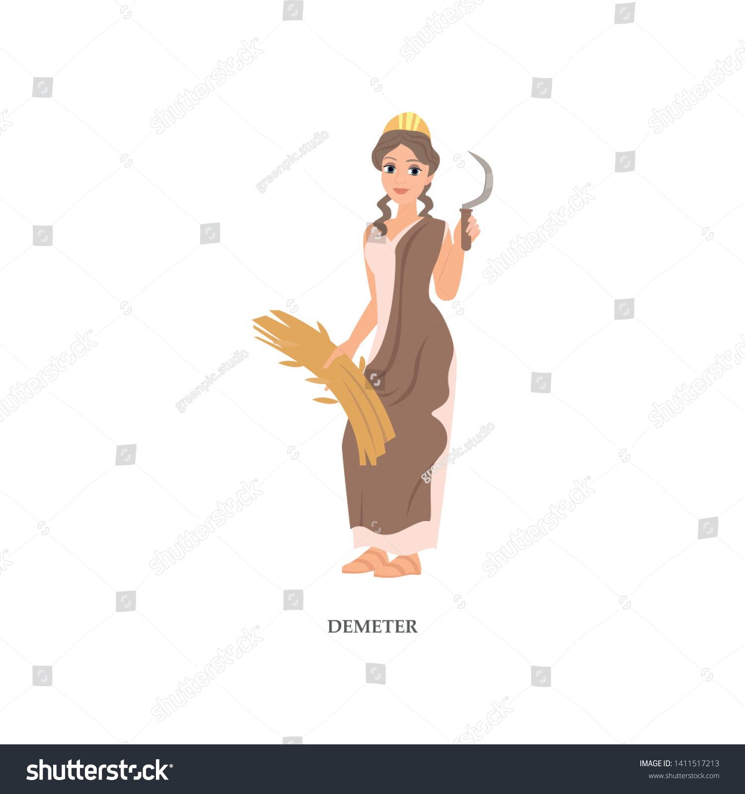 Greek Woman God Demeter Gold Crown Stock Vector (Royalty Free ...