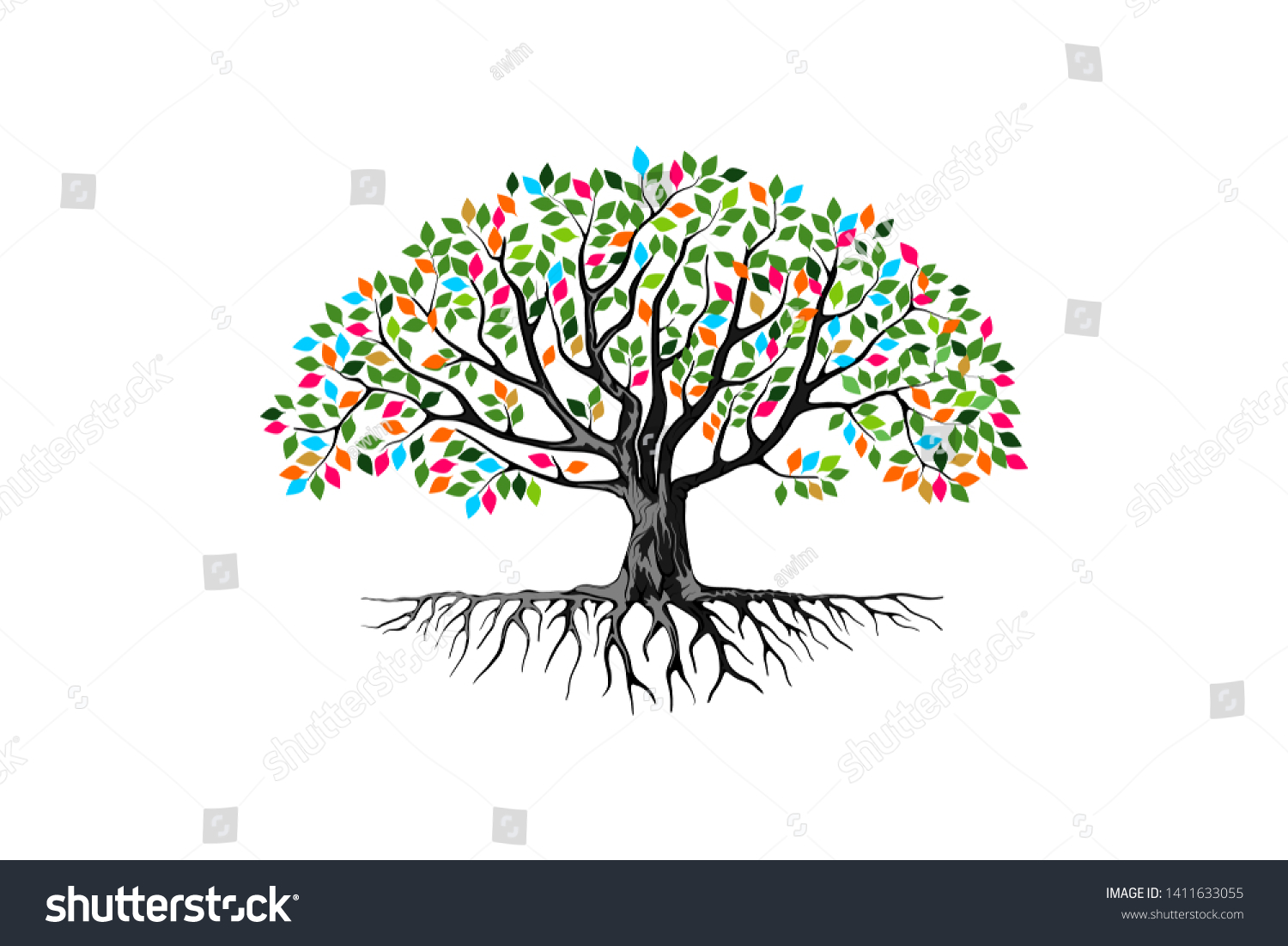 Abstract Vibrant Tree Logo Design Root Stock Vector (Royalty Free ...