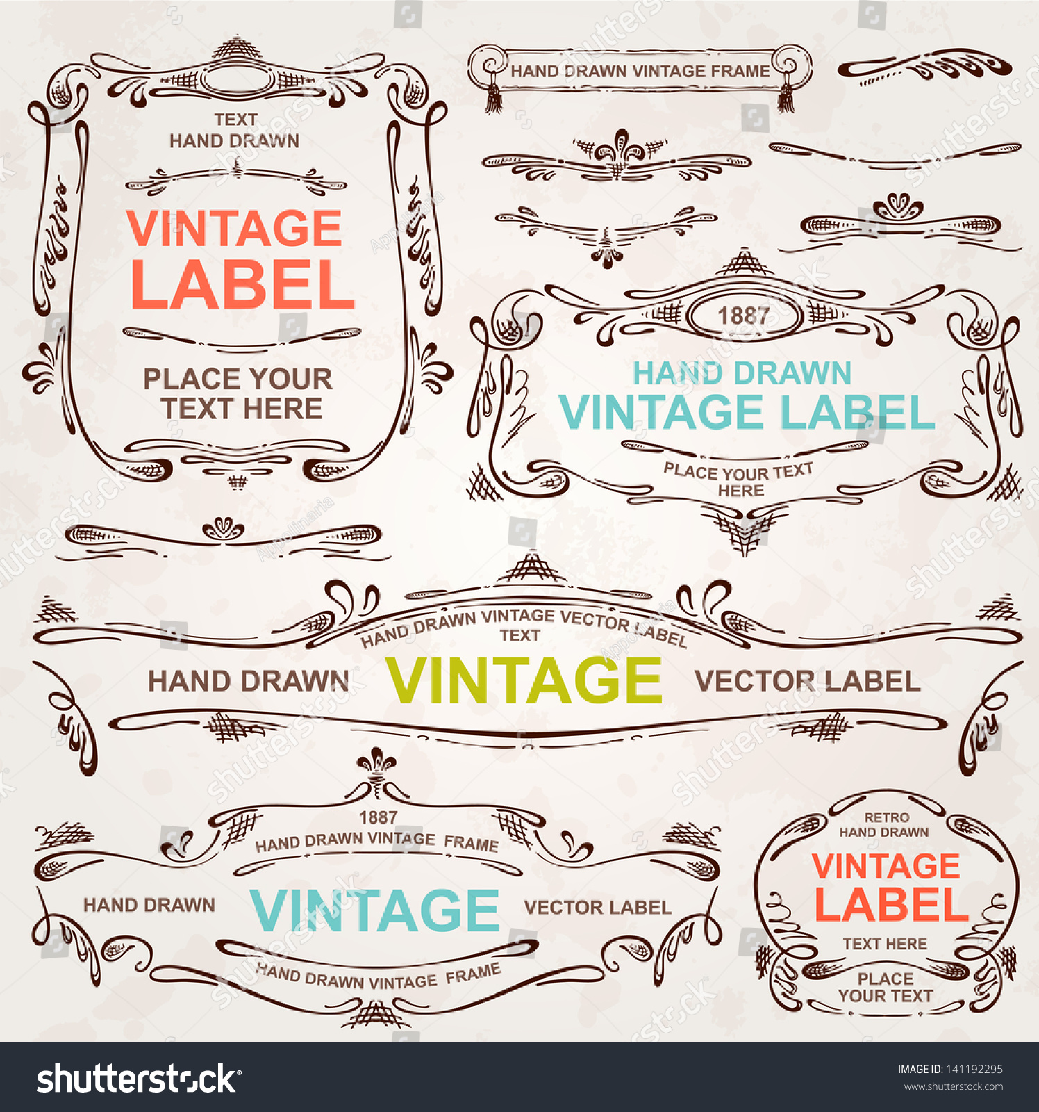 Vintage Vector Set Hand Drawn Design Stock Vector (Royalty Free