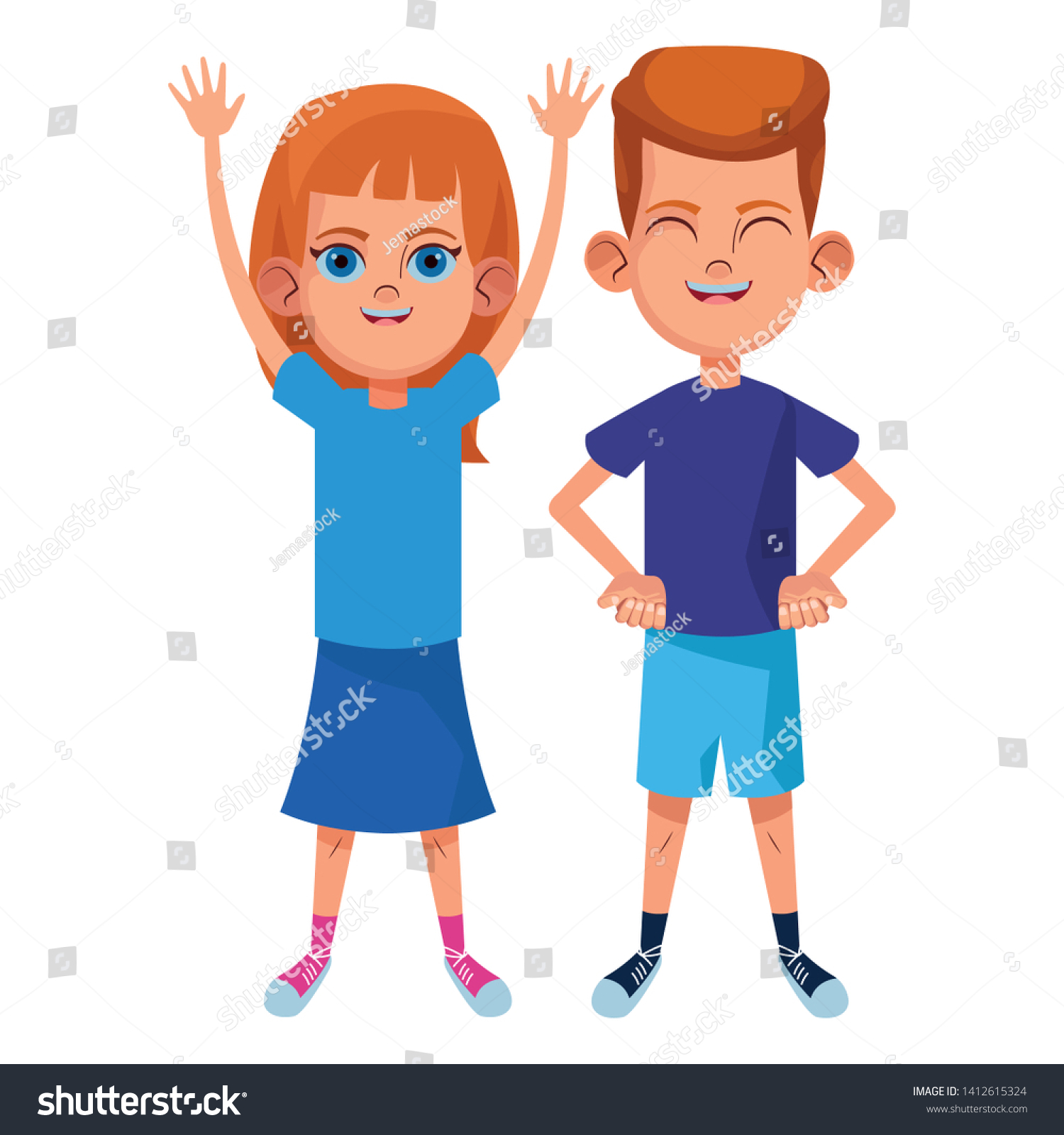 Two Young Little Kids Girl Hands Stock Vector (Royalty Free) 1412615324 ...