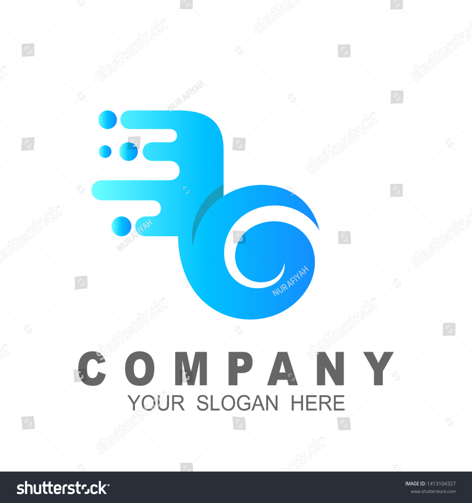 Blue Wave Logo Design Letter B Stock Vector (Royalty Free) 1413104327 ...