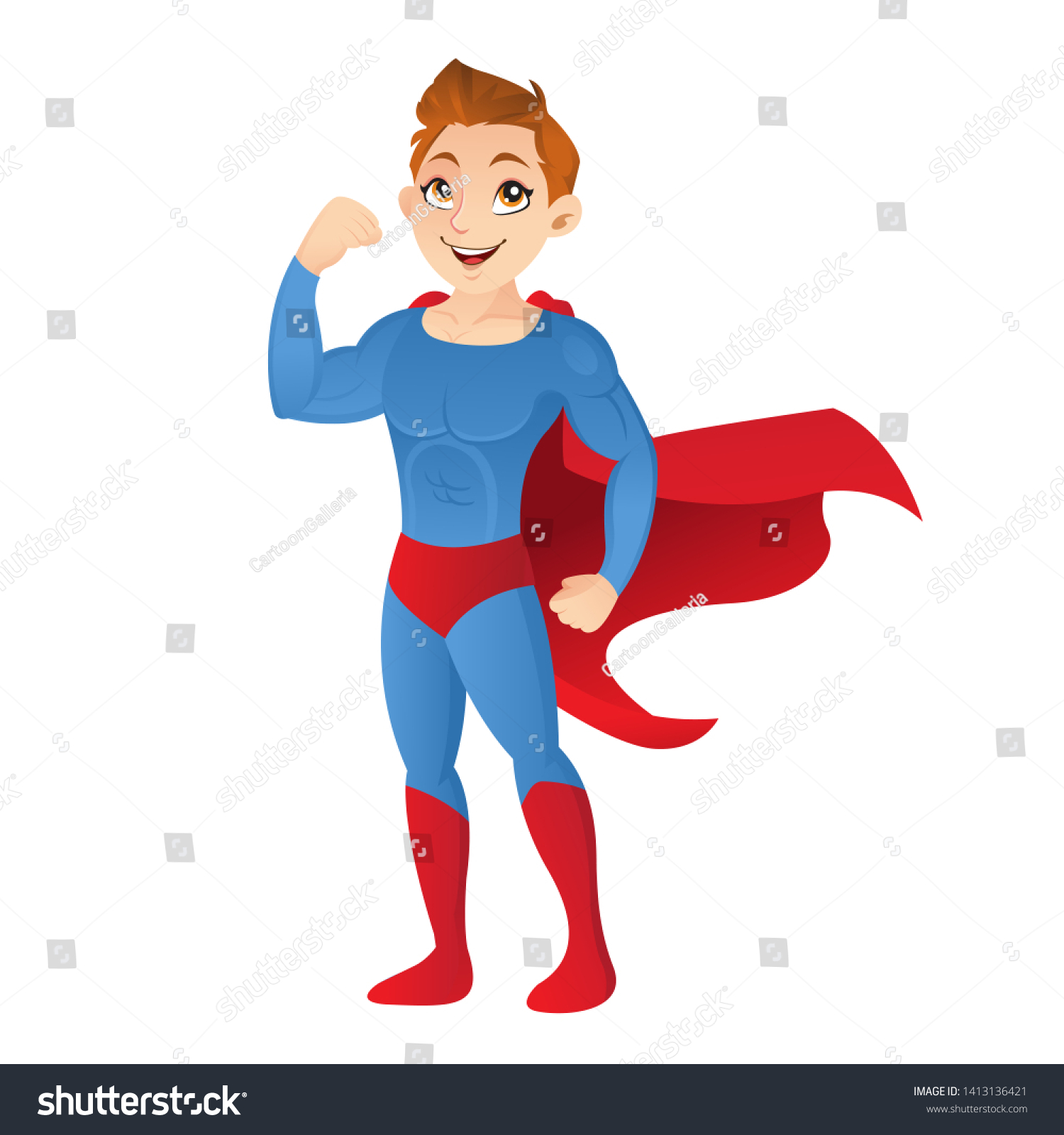 Superhero Man Flexing His Muscle Isolated Stock Vector (Royalty Free ...