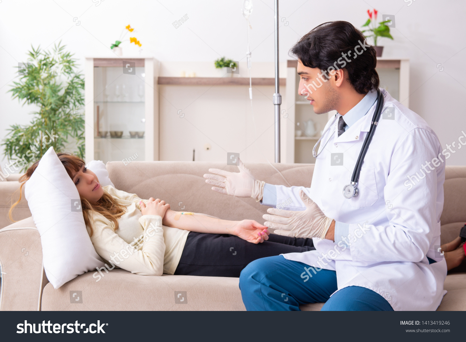 Woman Doctor Examining Patient Young