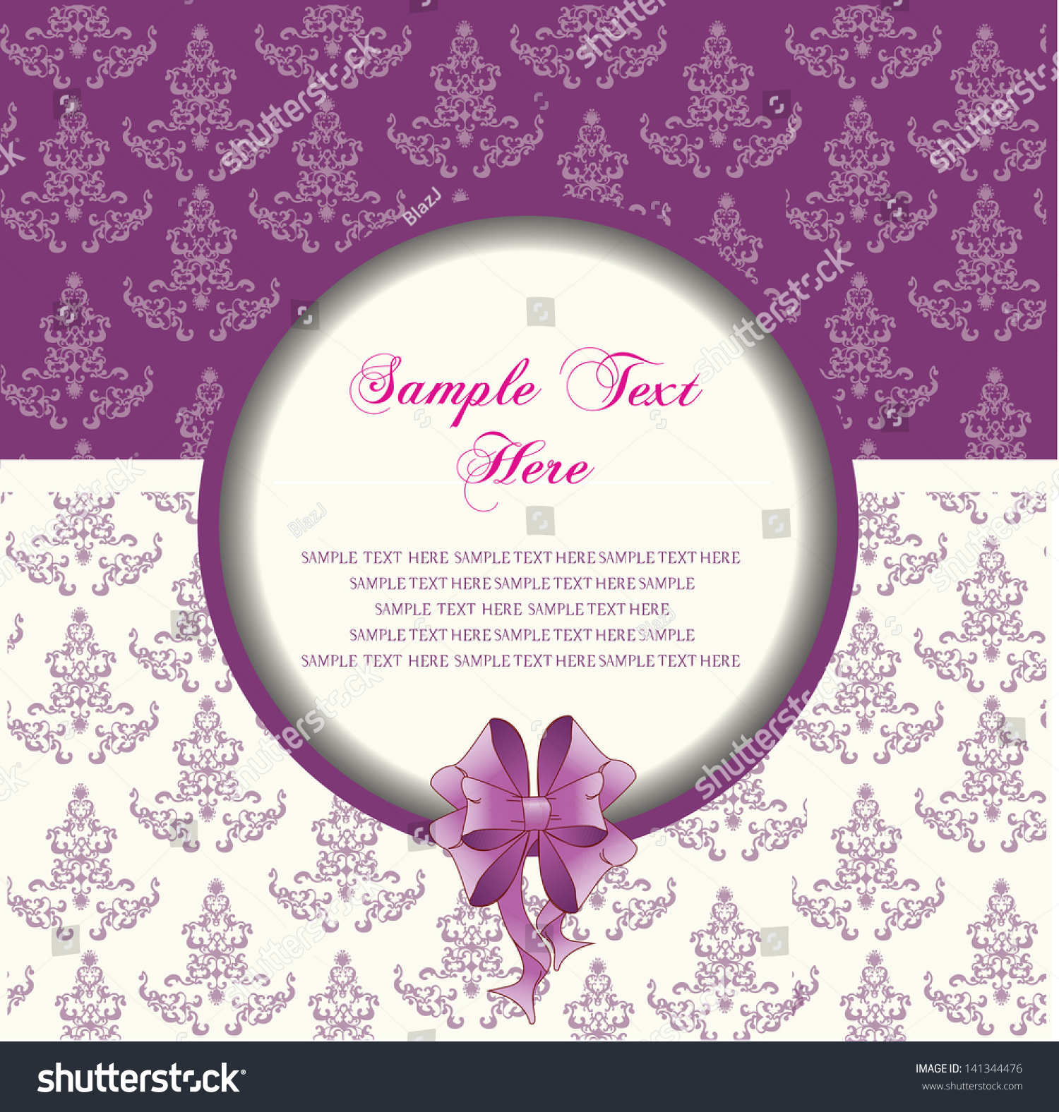 Baroque Invitation Card Ribbon Stock Vector (Royalty Free) 141344476