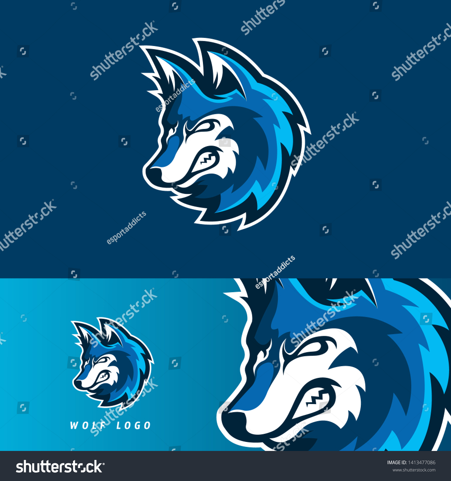 Wolf Esport Gaming Mascot Logo Template Stock Vector (Royalty Free ...