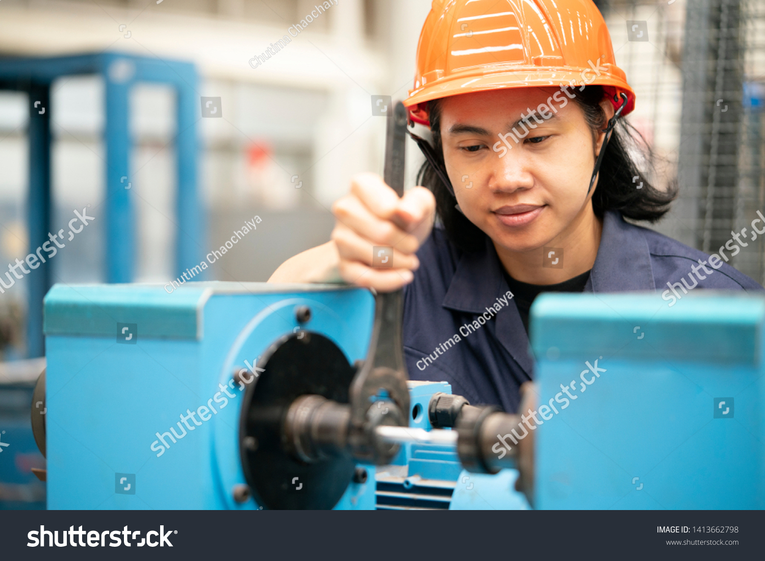 Young Asian Woman Engineer Set Testing Stock Photo 1413662798 ...