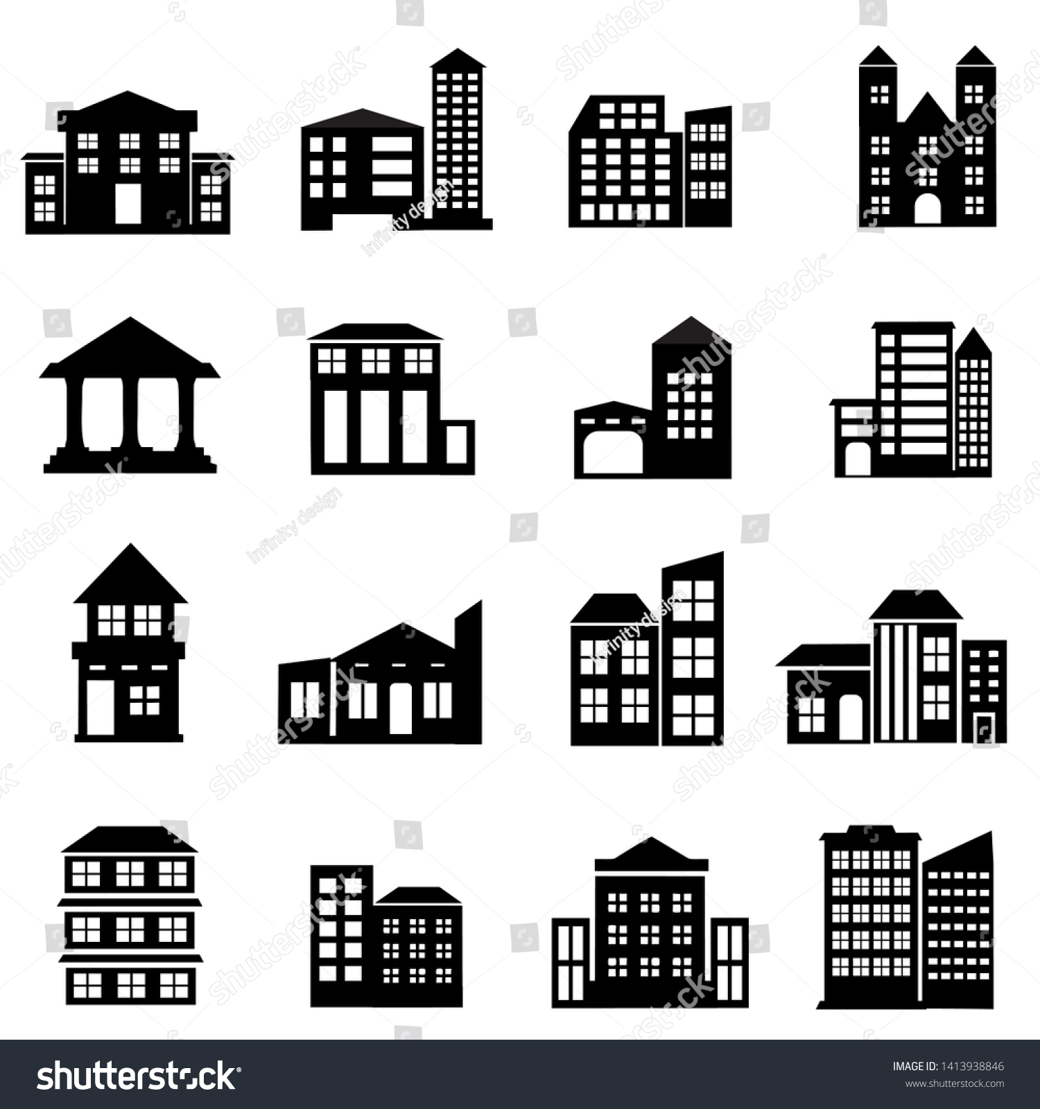 Set Public Building Icon Goverment Office Stock Vector (Royalty Free ...