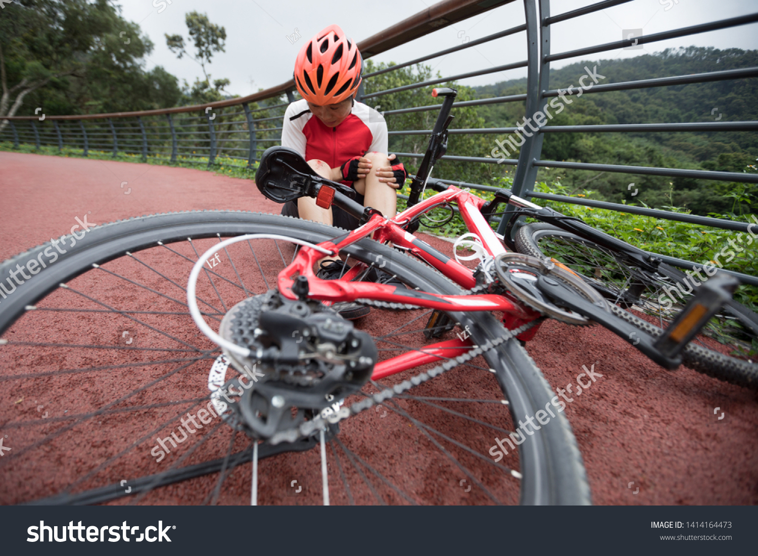 Bike Injuries Woman Cyclist Fell Down Stock Photo 1414164473 | Shutterstock