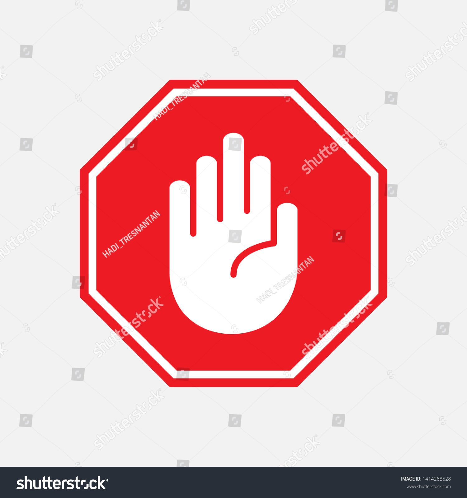 Stop Icon Hand Gesture Forbidden Illustration Stock Vector (Royalty ...