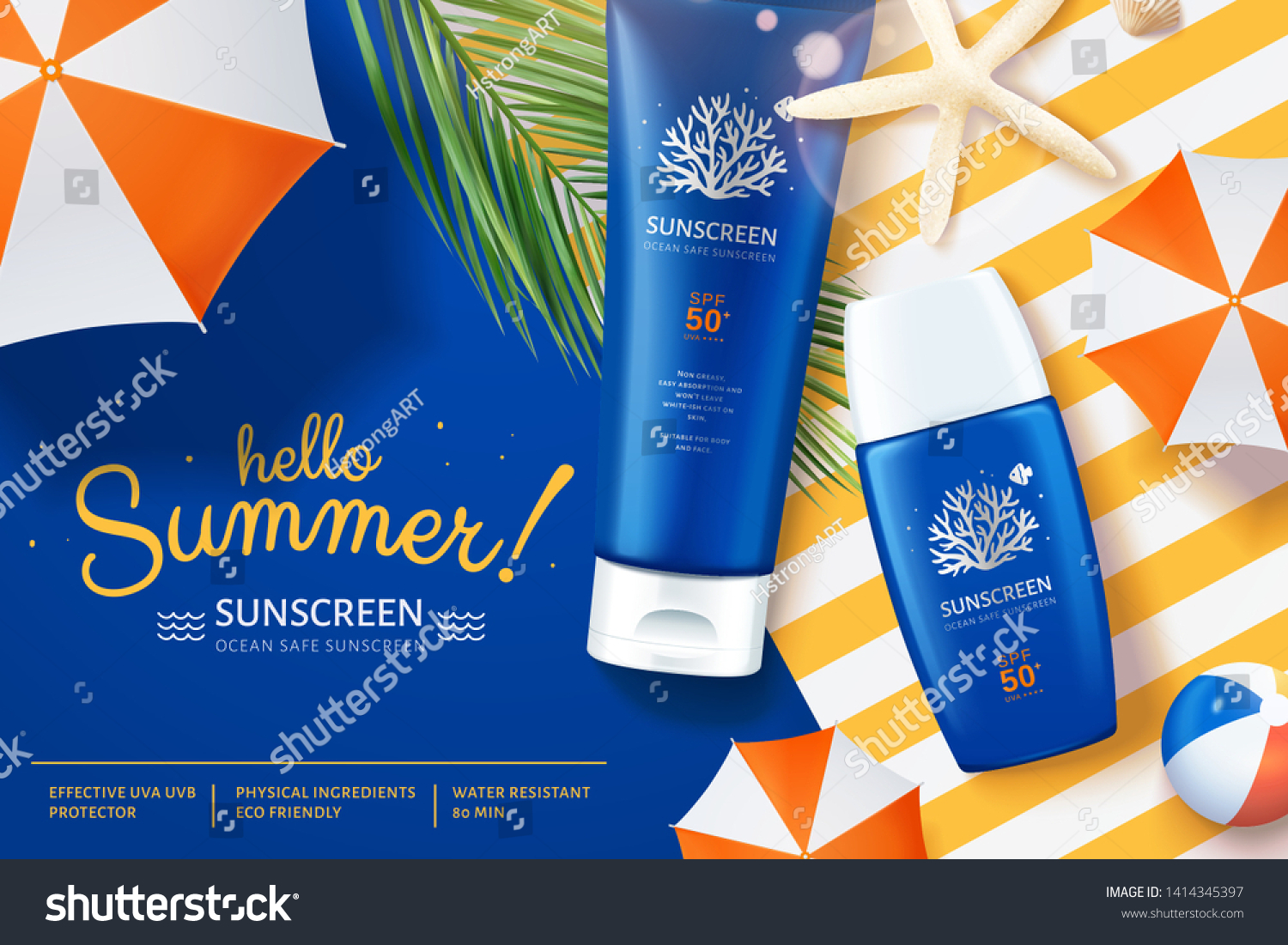 Ocean Safe Sunscreen Ads Laying On Stock Vector (Royalty Free ...