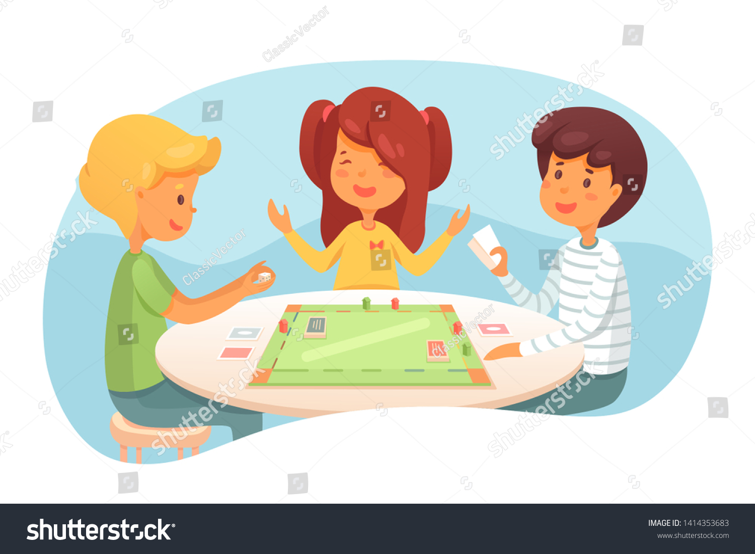 Children Playing Board Game Vector Illustration Stock Vector (Royalty ...