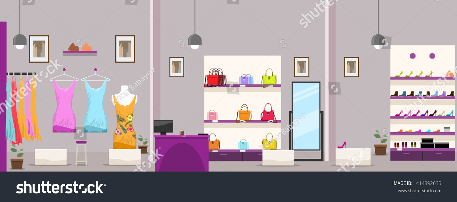 Large Female Clothes Shopping Mall Boutique Stock Vector (Royalty Free ...