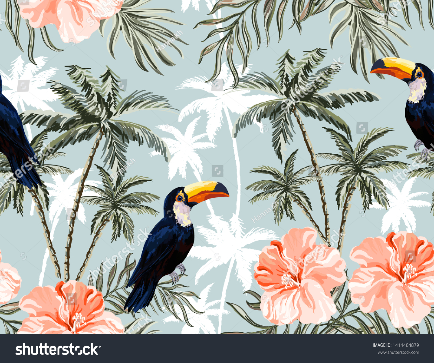 Beautiful Tropical Vector Seamless Pattern Background Stock Vector ...