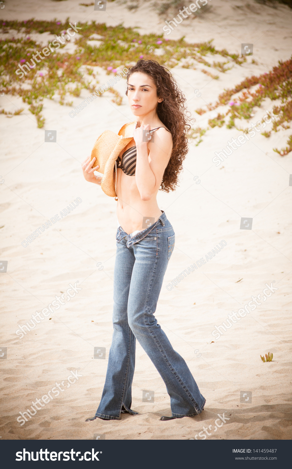 Topless Wearing Jeans