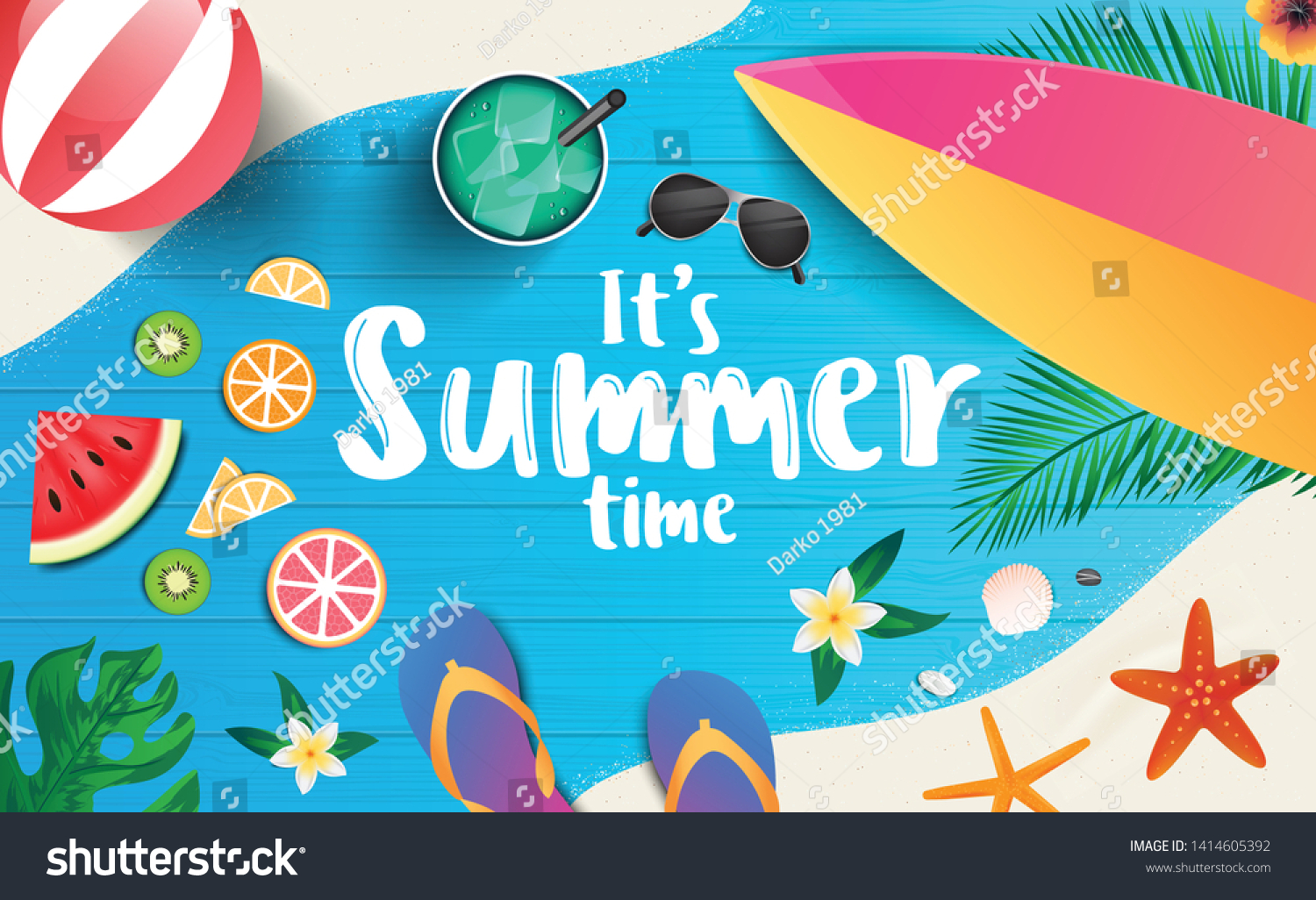 Summer Time Vector Banner Background Templatetropical Stock Vector ...