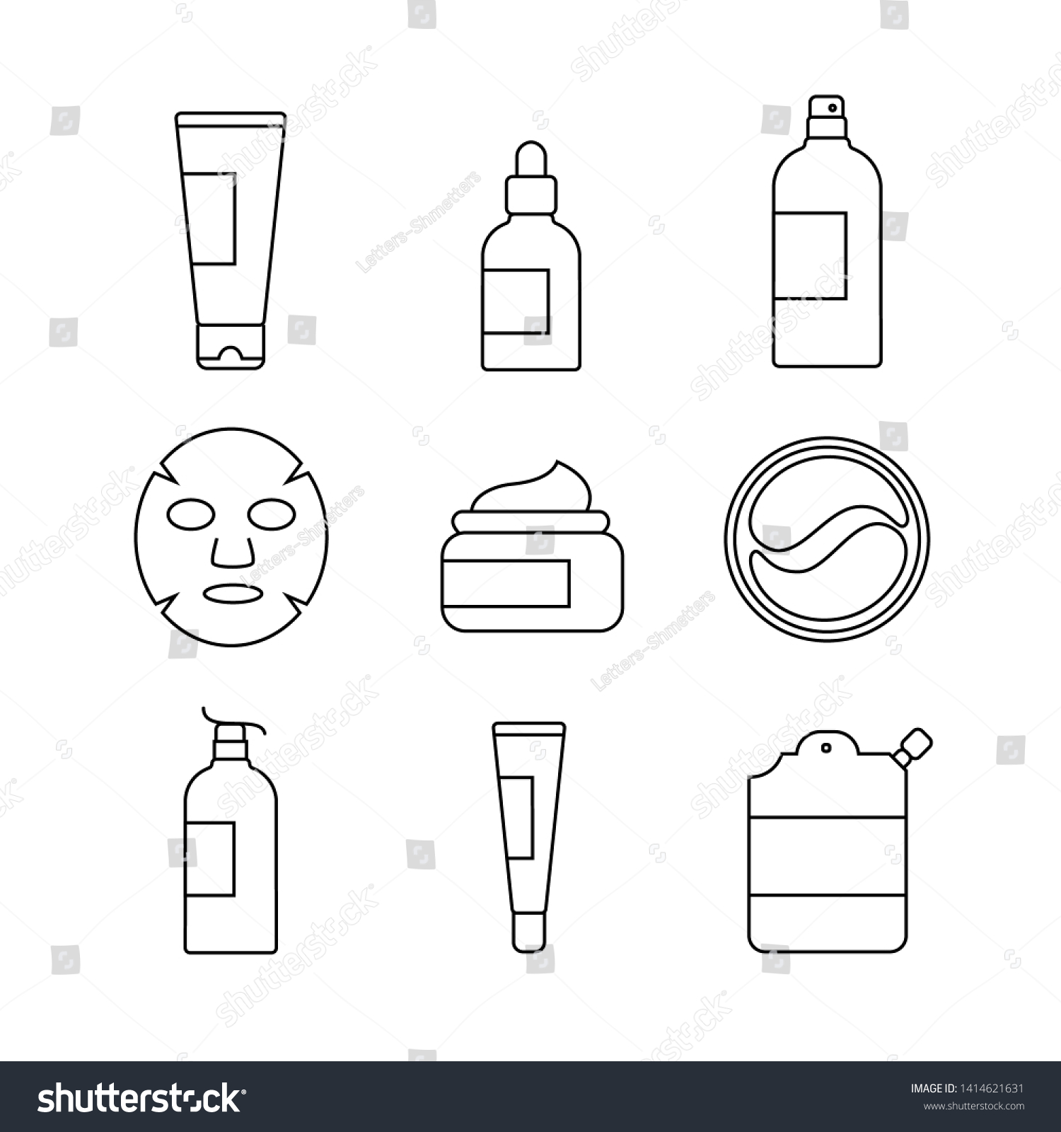 Set Skin Care Cosmetics Icons Cleansing Stock Vector Royalty Free 1414621631 Shutterstock 2852