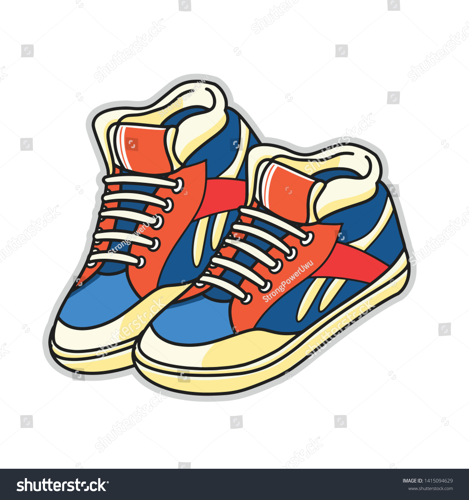 Vector Illustration Red Blue Sports Sneakers Stock Vector (Royalty Free ...