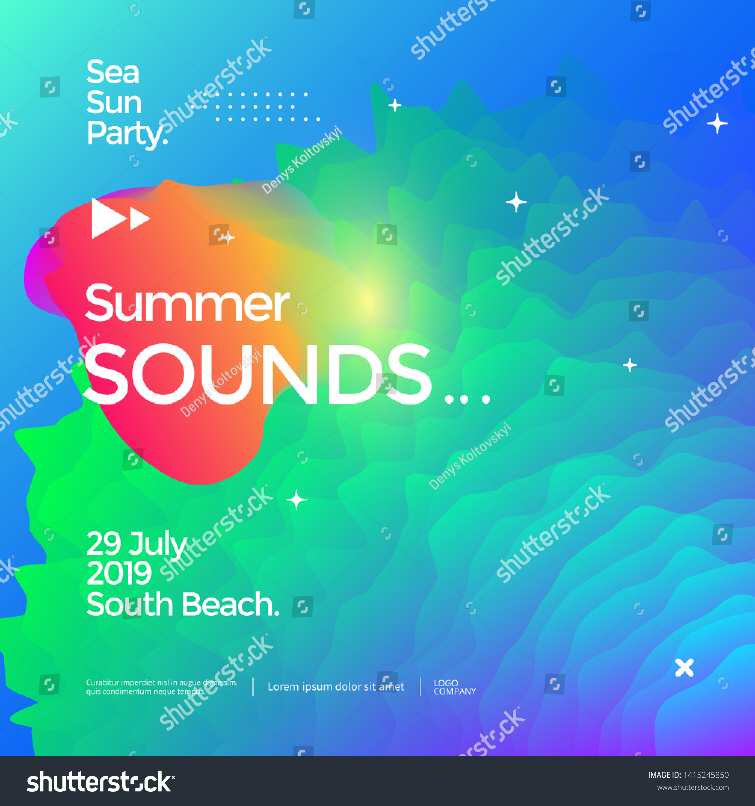 Summer Sounds Electronic Music Fest Poster Stock Vector (Royalty Free
