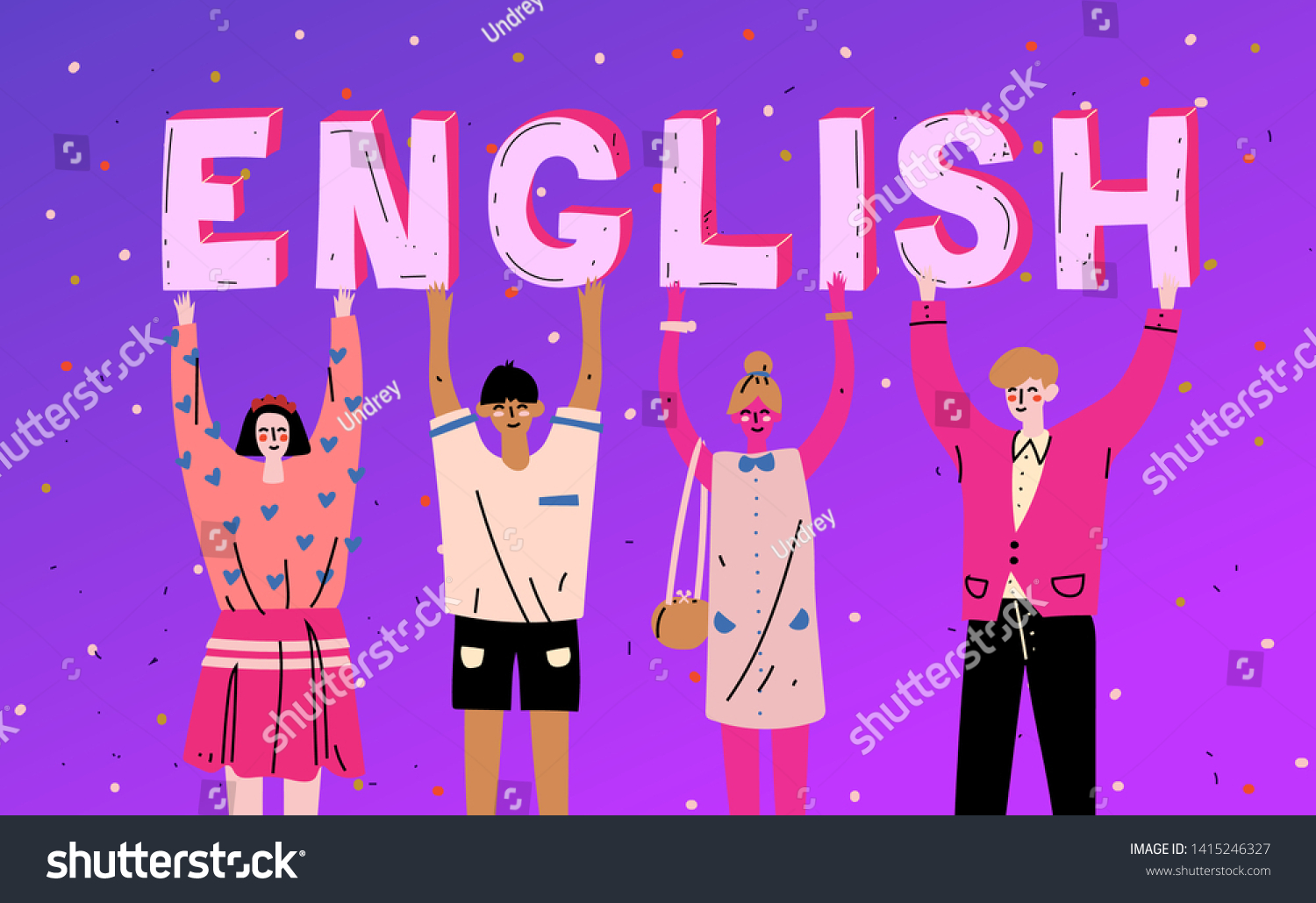 diverse-people-holding-letters-word-english-stock-vector-royalty-free