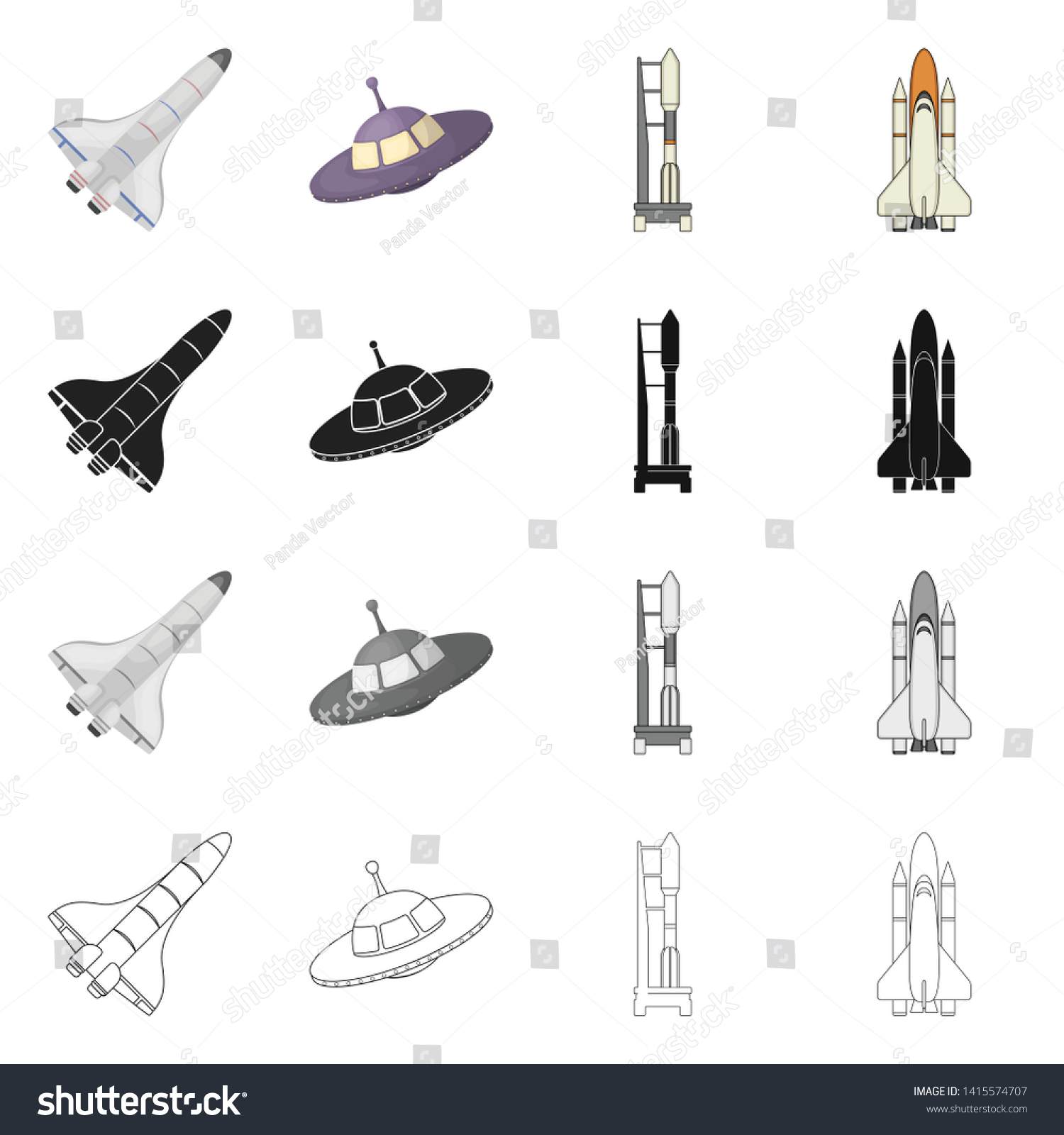 Vector Design Spaceship Ship Symbol Collection Stock Vector Royalty