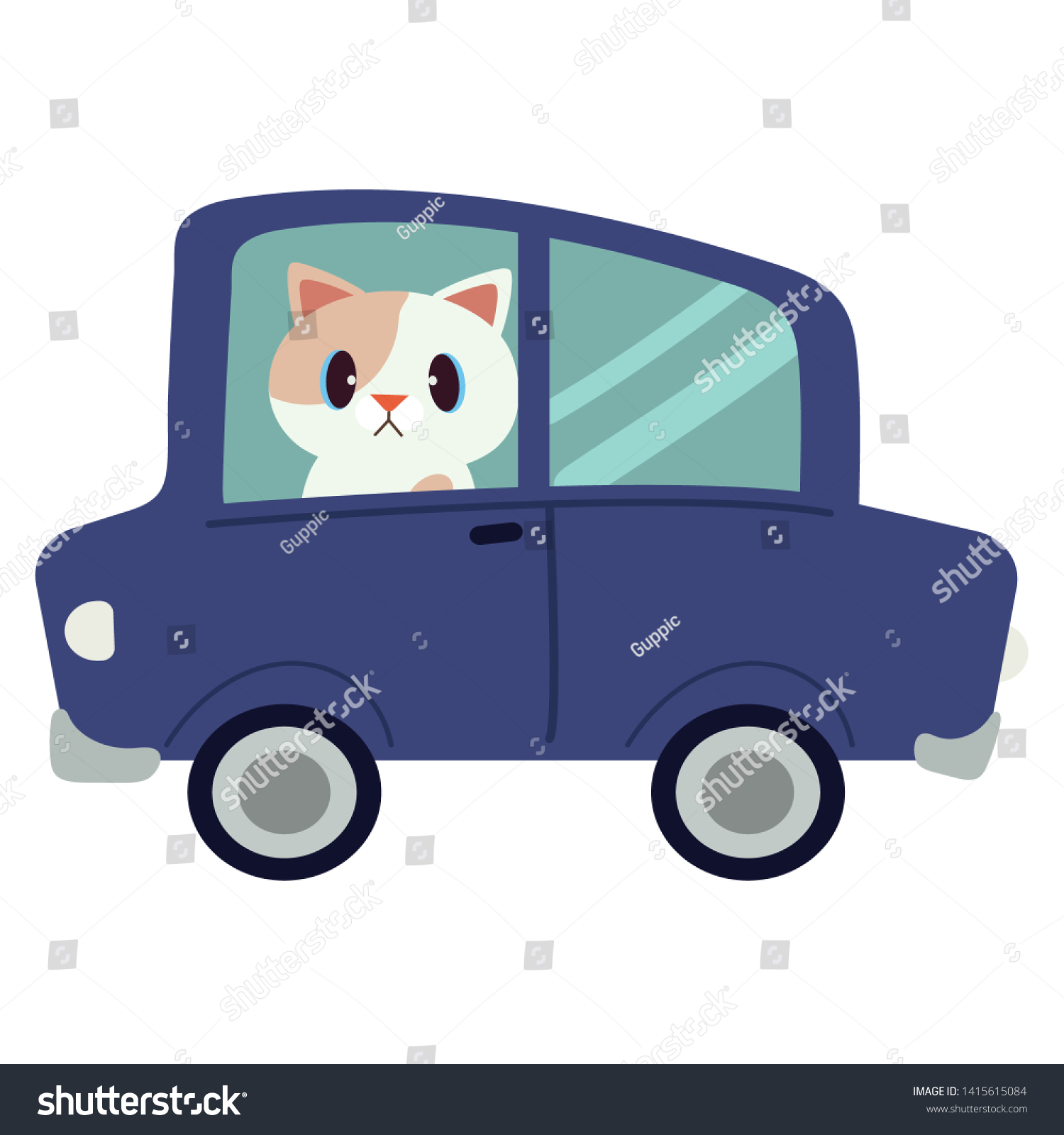 Котики в машине открытка