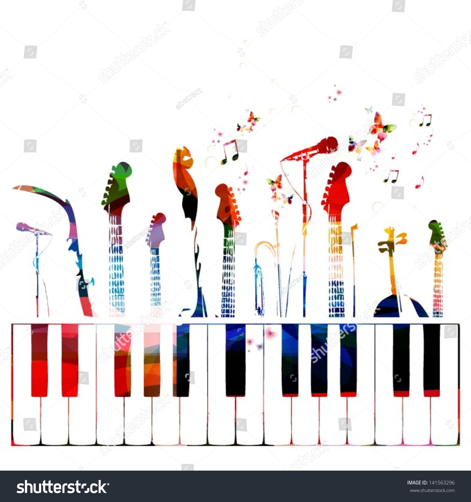 Colorful Music Instruments Background Stock Vector (Royalty Free ...