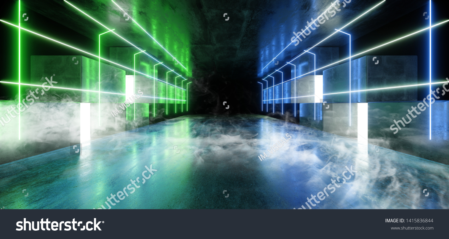 Smoke Future Neon Lights Glowing Green Stock Illustration 1415836844 ...