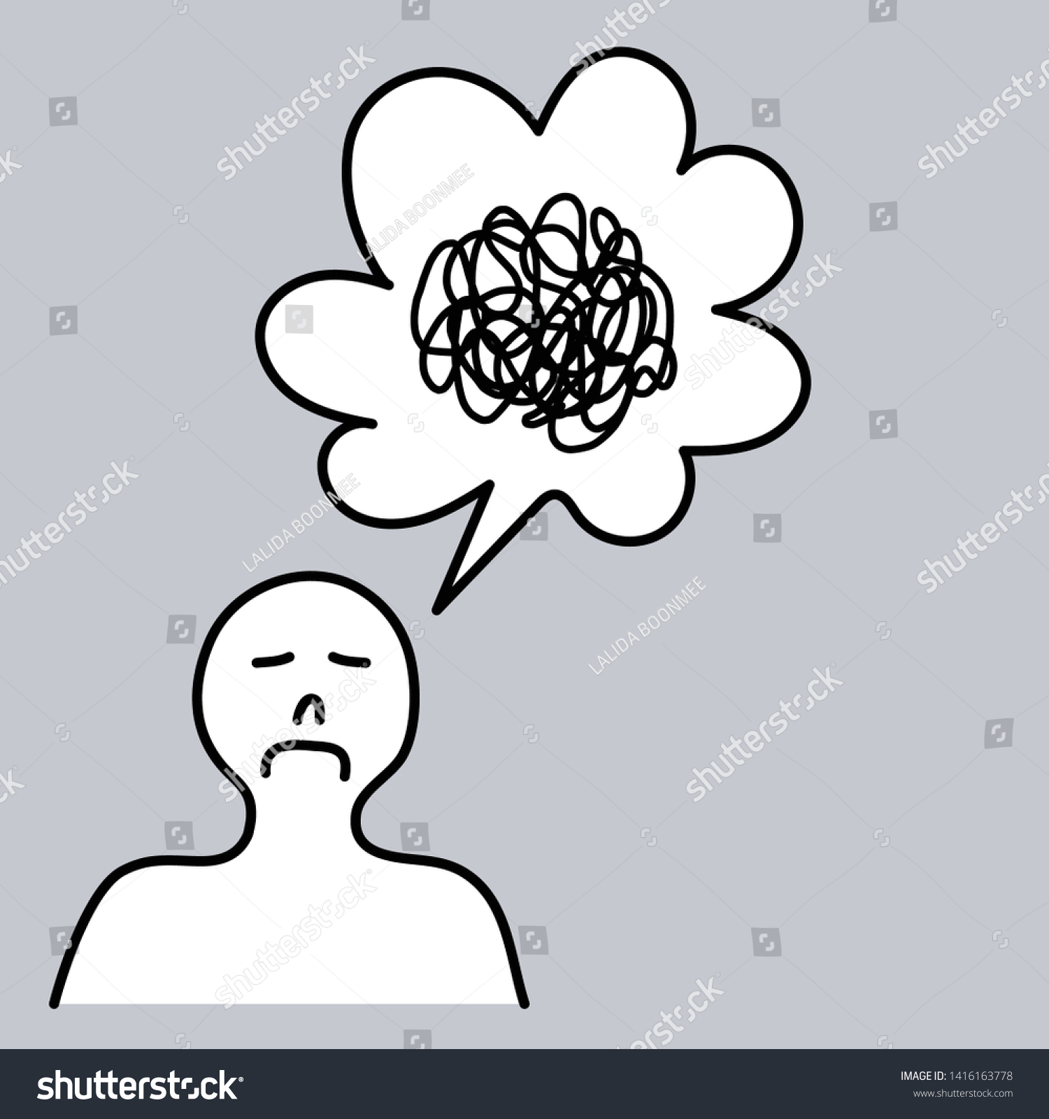 Person Sad Face Meander Line Speech Stock Vector (Royalty Free ...
