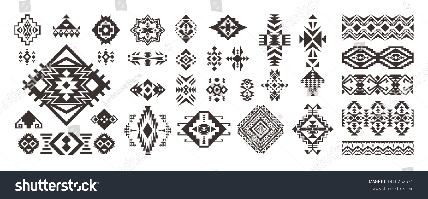 Set Tribal Decorative Elements Isolated On Stock Vector (Royalty Free ...