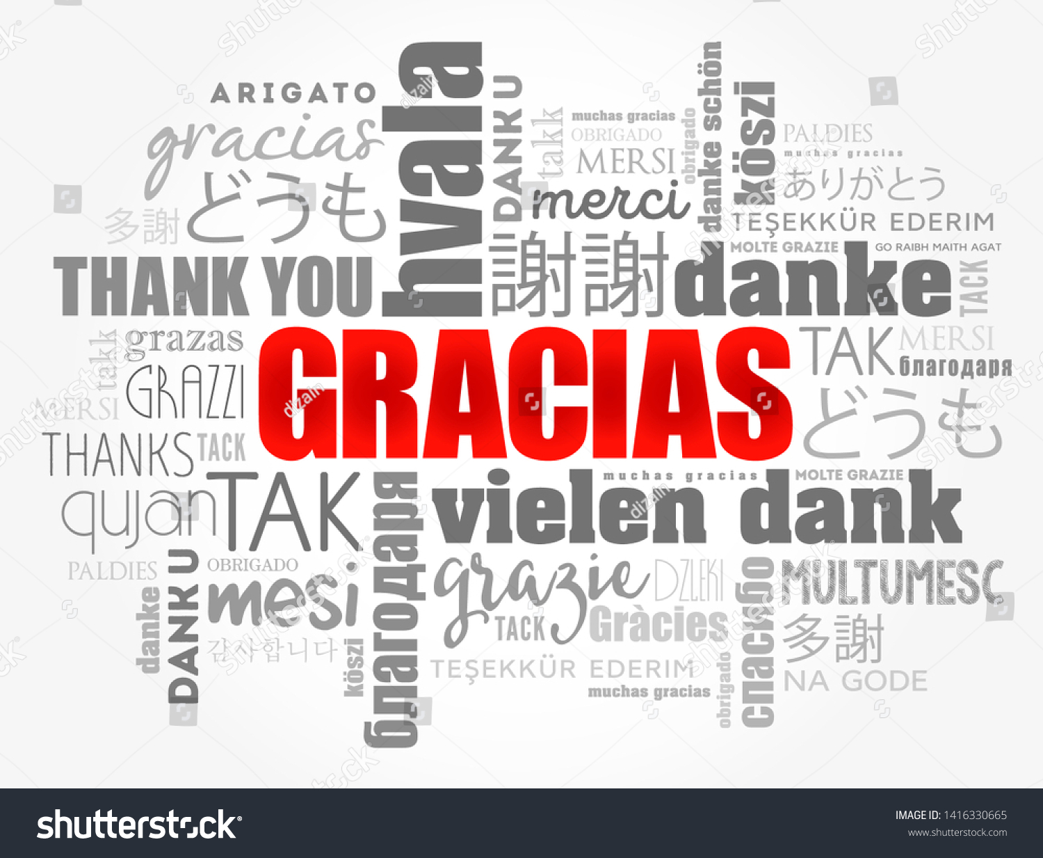 Gracias Thank You Spanish Word Cloud Stock Vector (Royalty Free ...